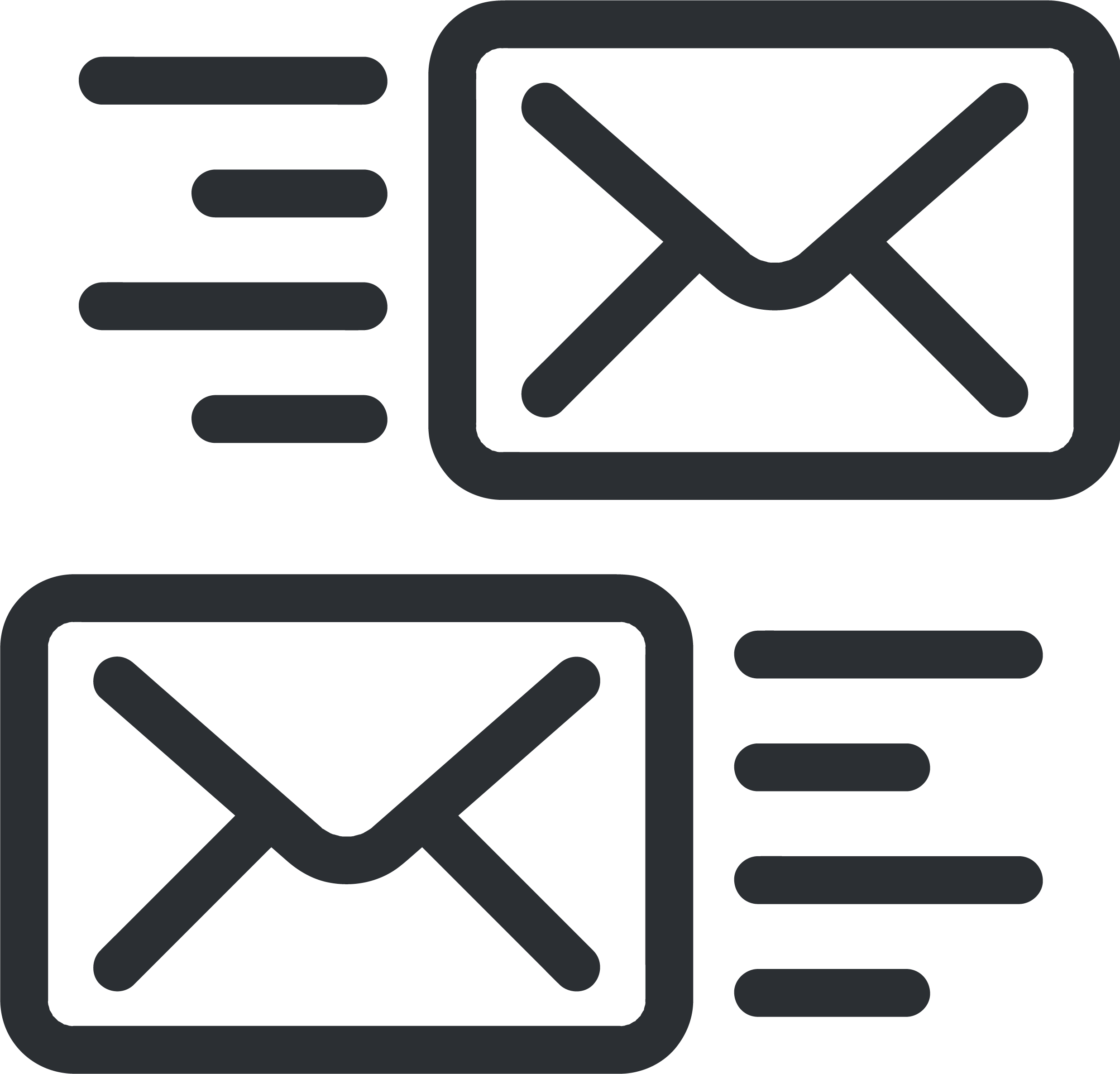 Icon of two email messages with motion lines indicating sending.