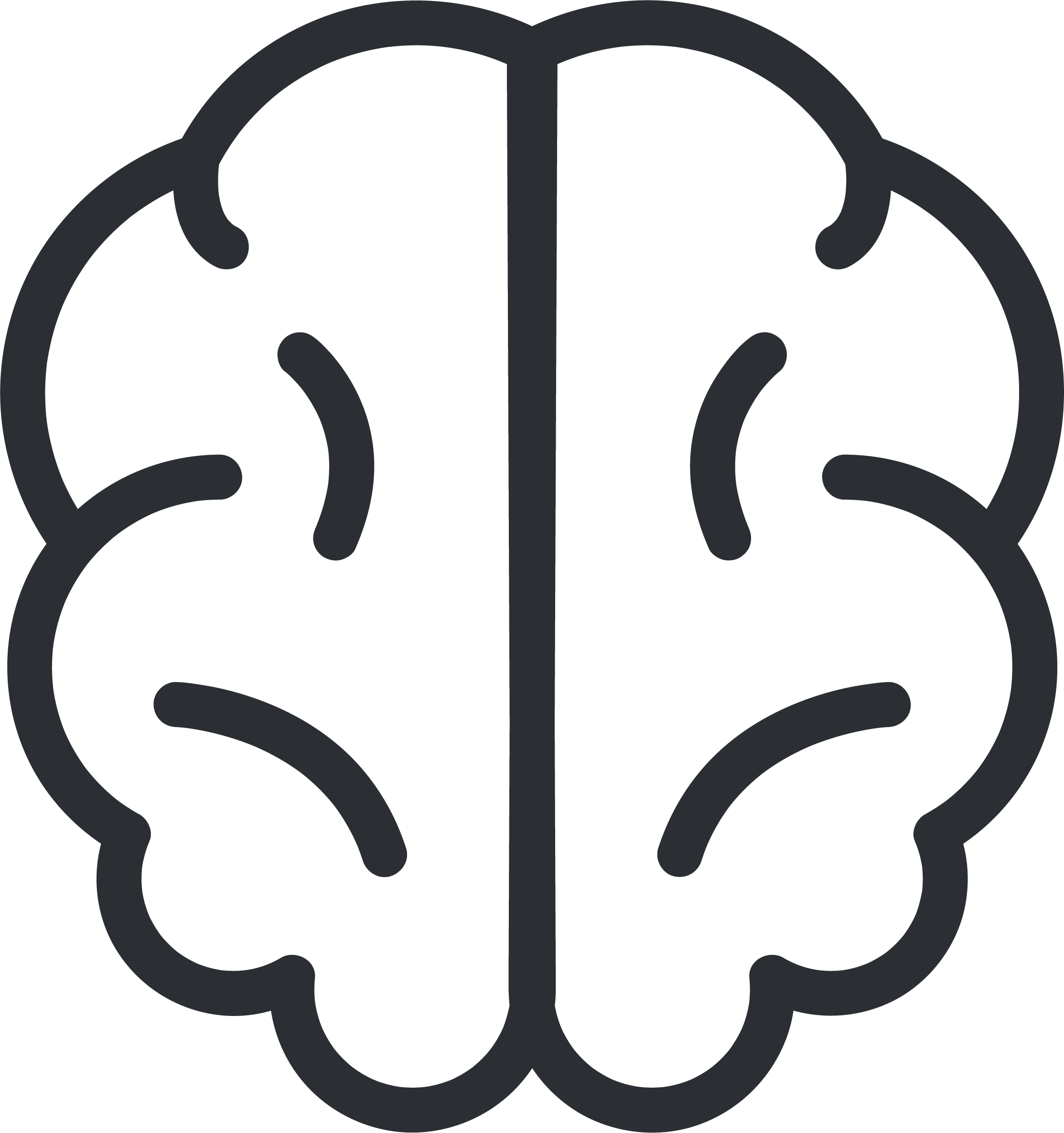 Outline of a brain in black and dark gray.
