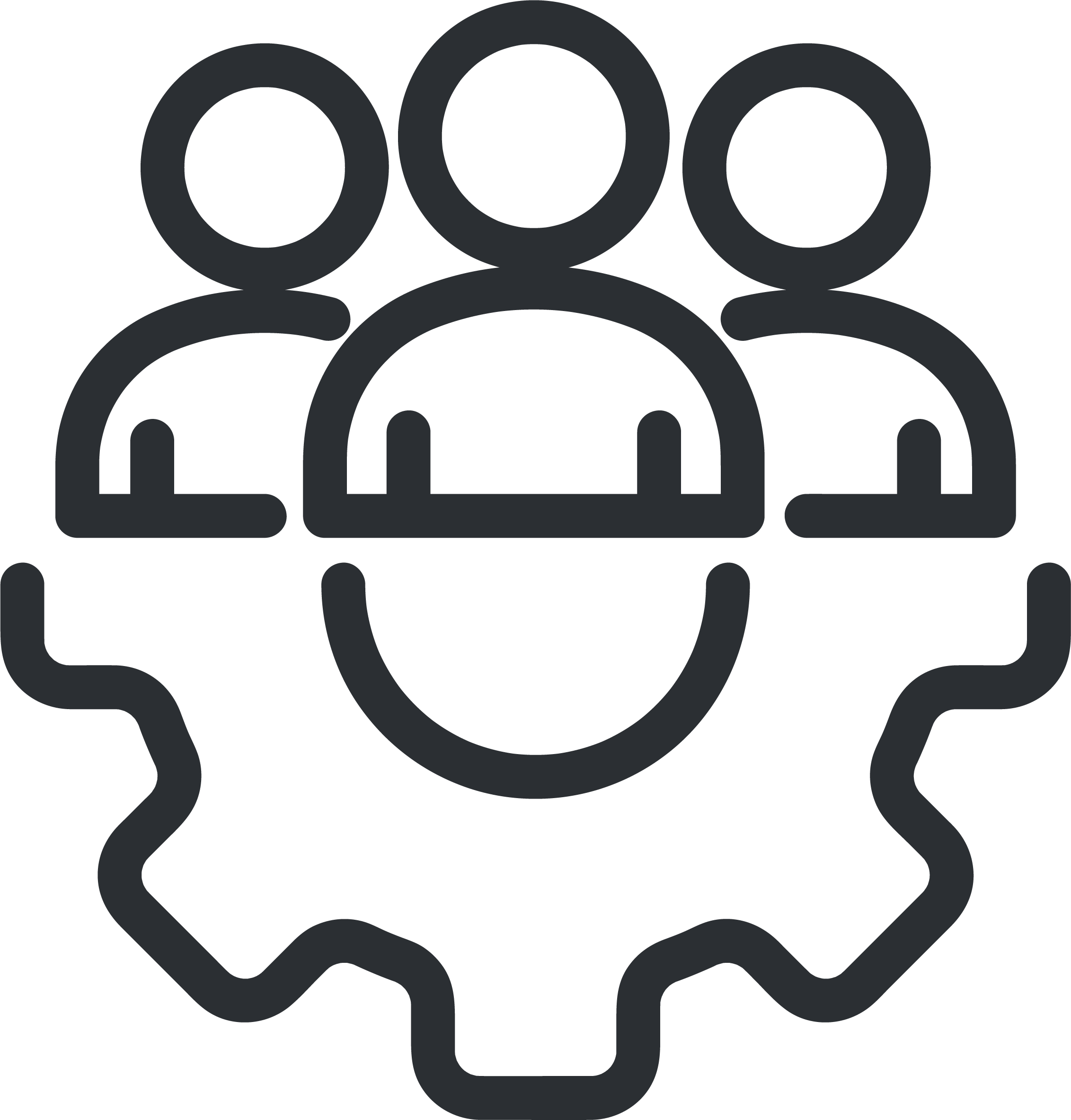 Icon of three people above a gear