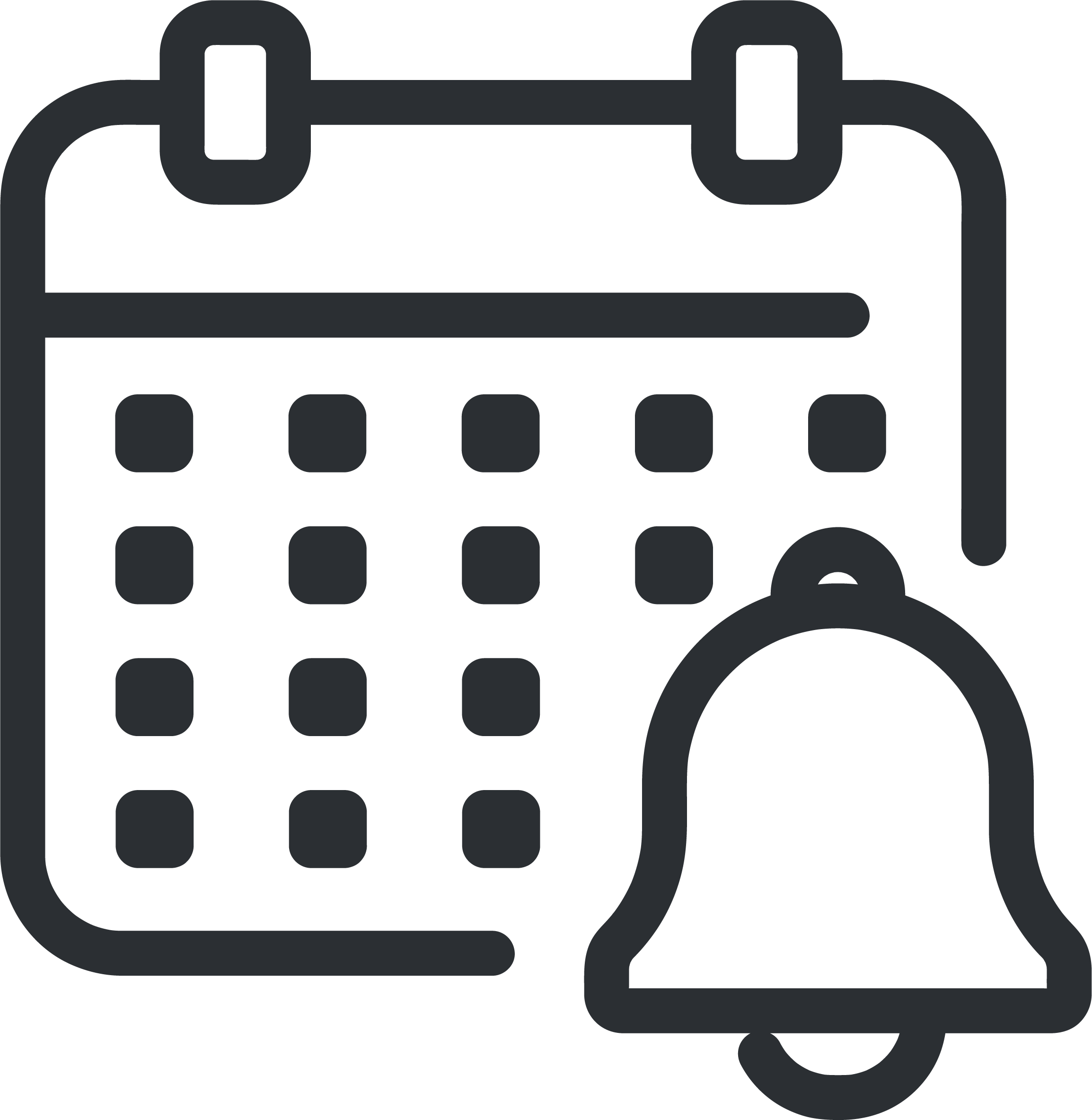 Calendar with a reminder notification bell