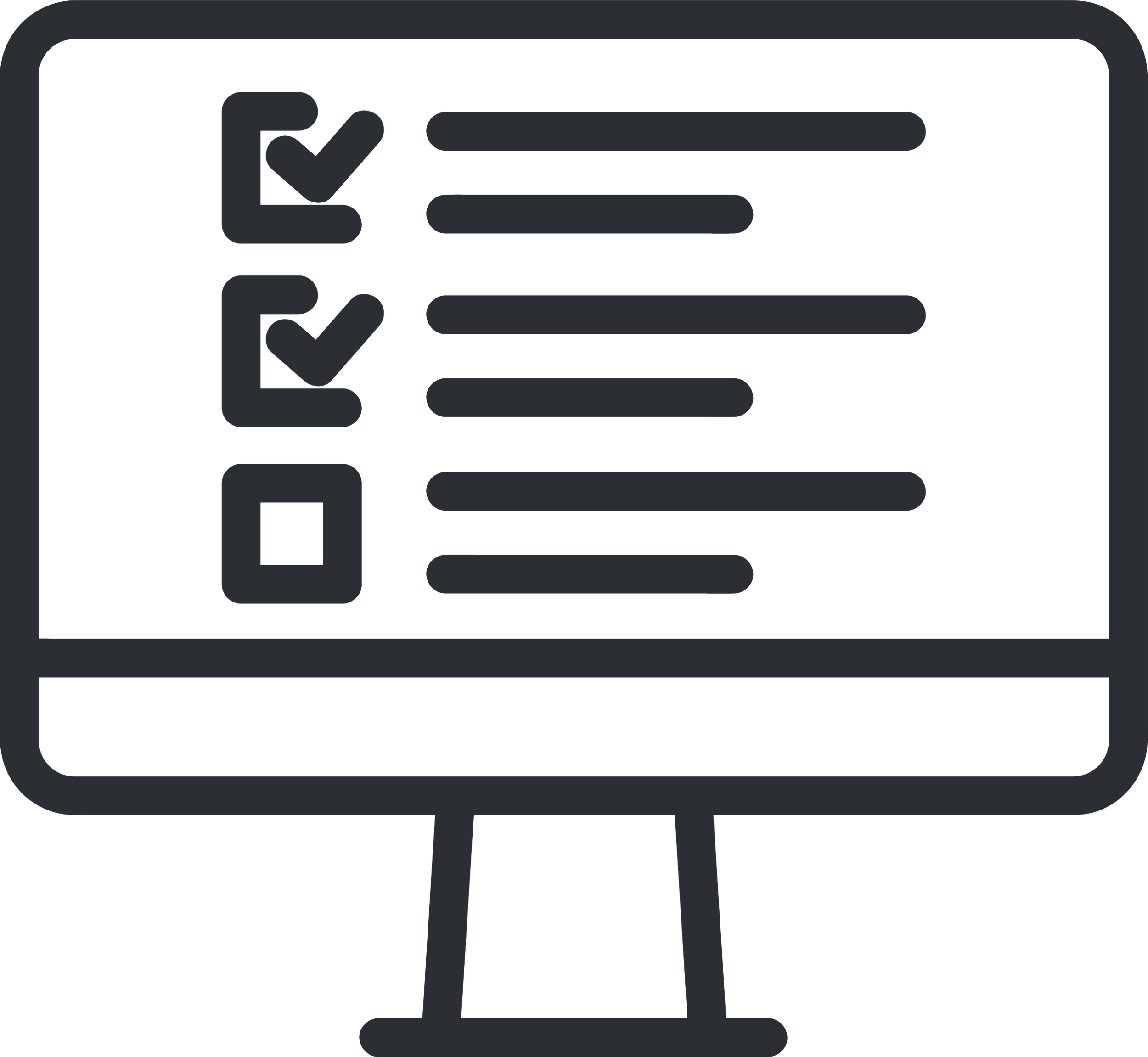 An illustration of a computer screen displaying a checklist with three items, each with a checkbox, two checked and one unchecked.