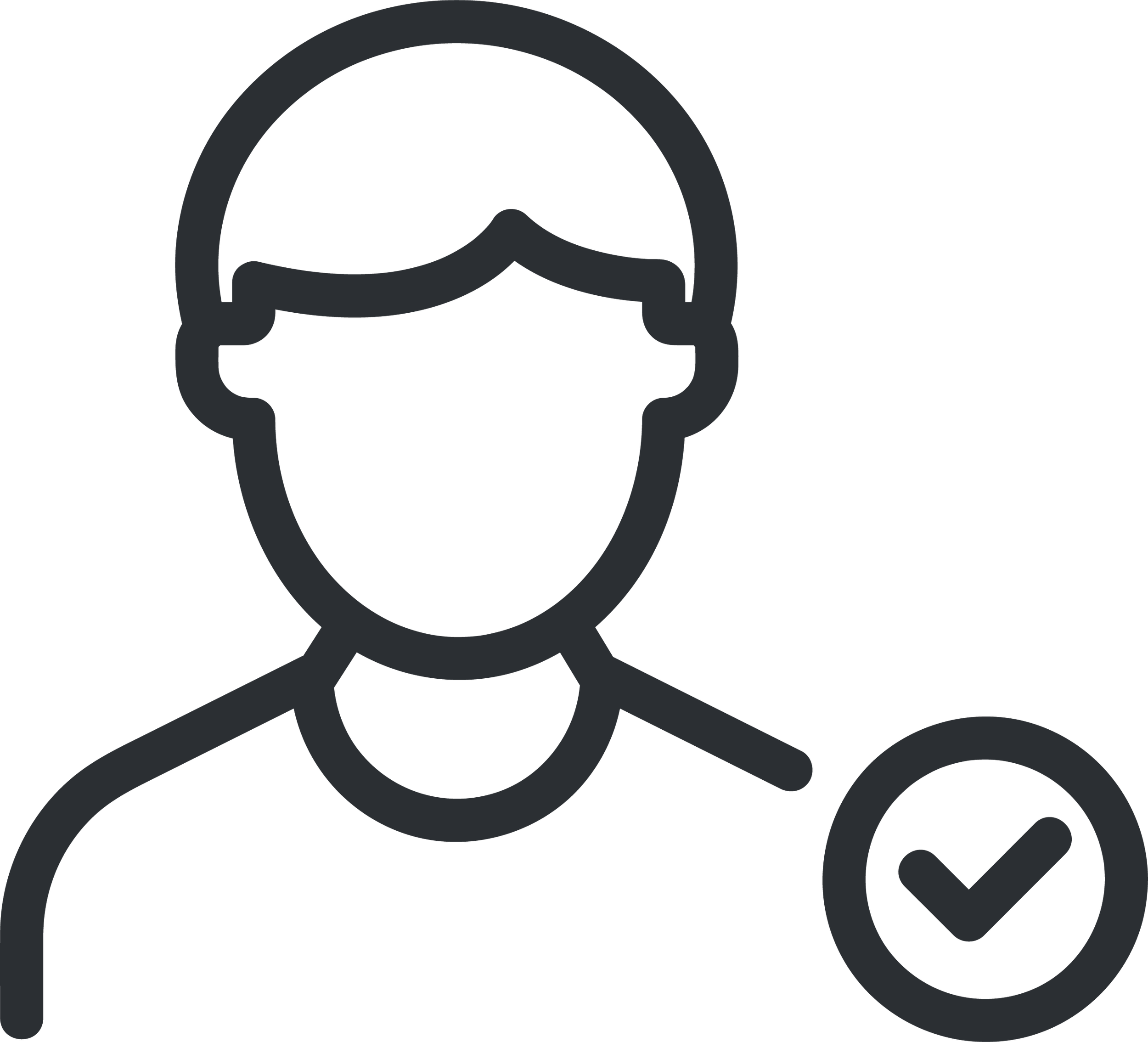 Outline of a person with a check mark badge.