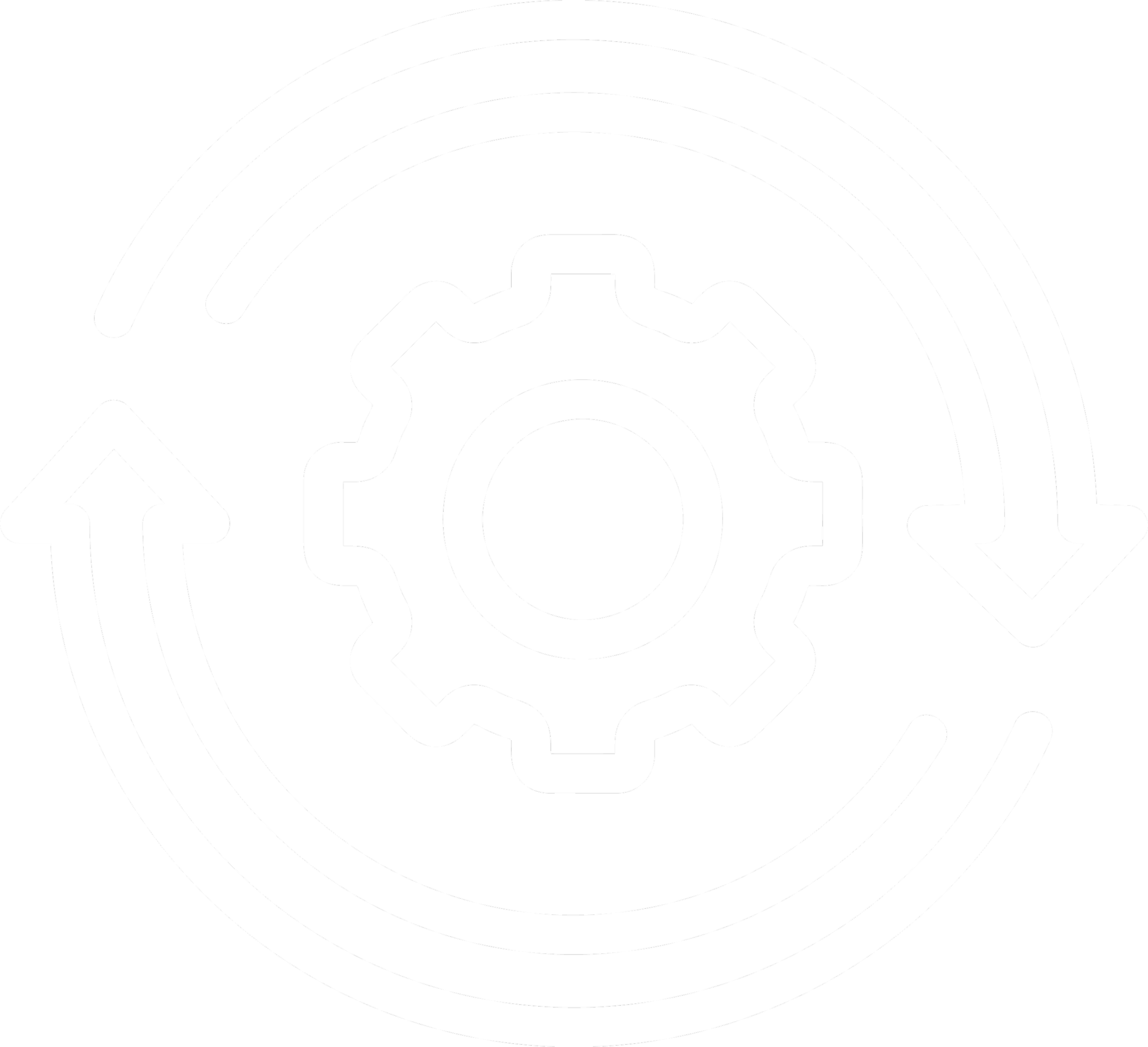 Icon of gears with two circular arrows surrounding them, representing a process or system update.