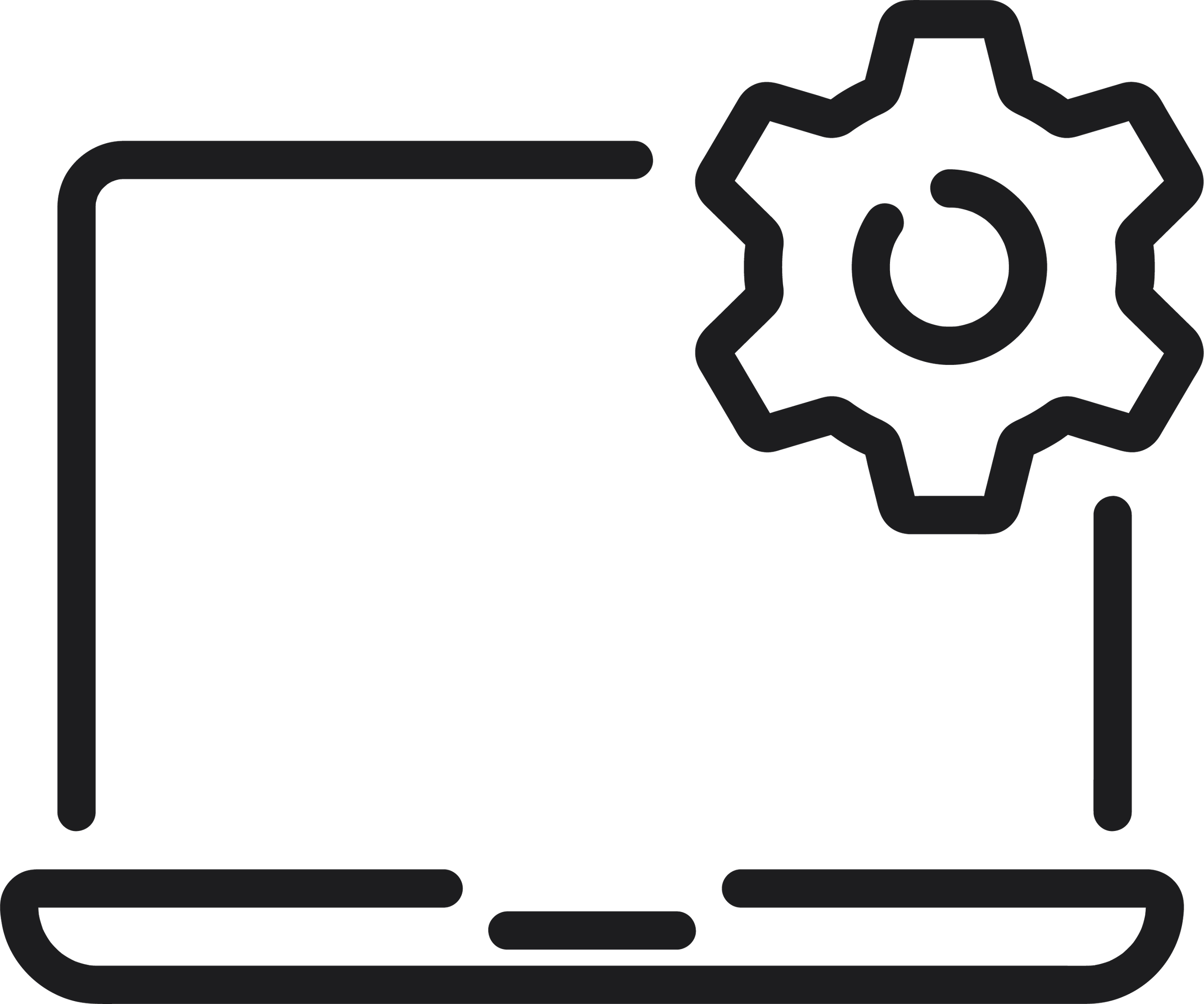 Laptop with gear icon, representing settings or configuration.