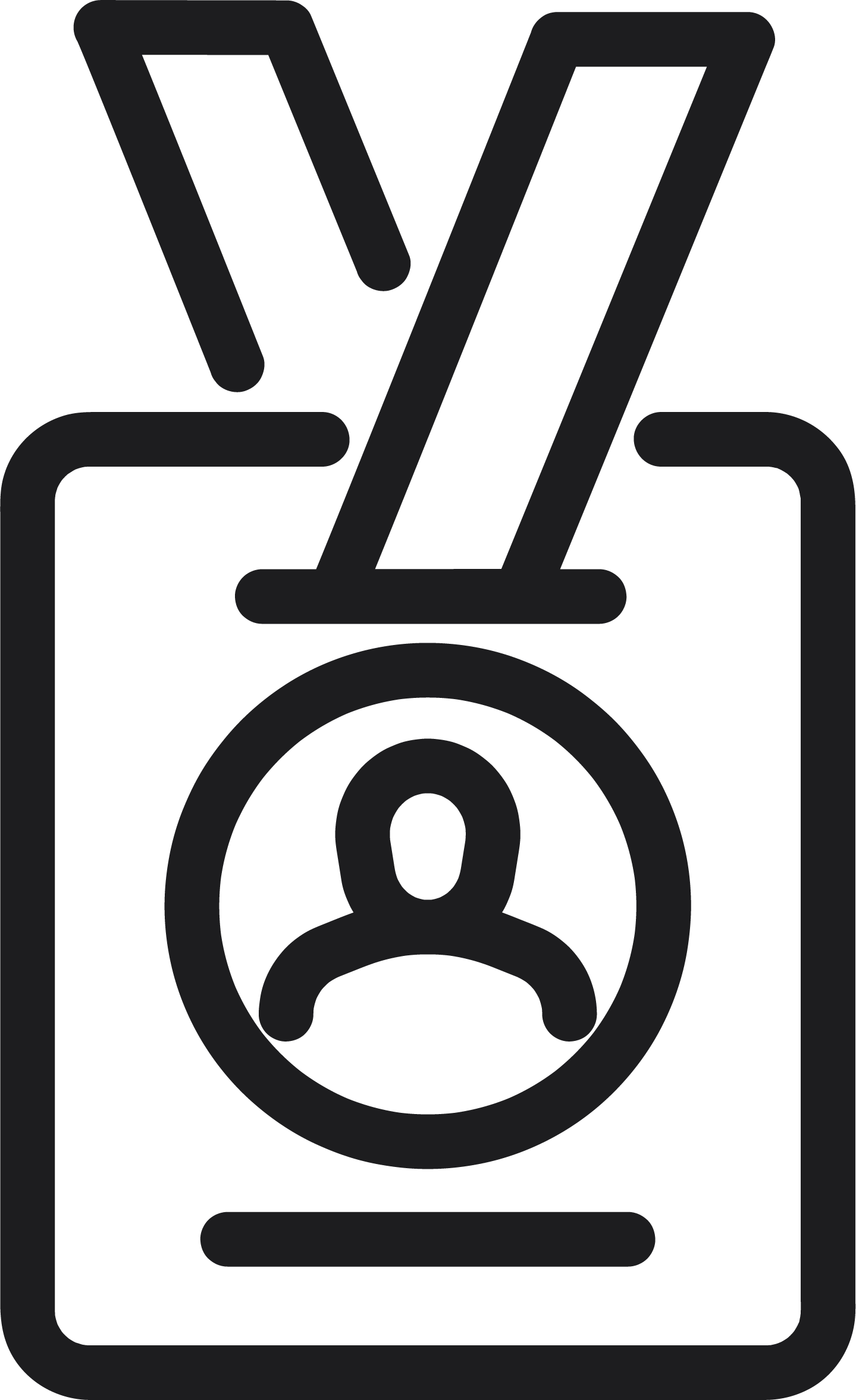 Icon of a mobile phone with a person's profile picture and two lines representing text, suggesting a social media or messaging app.