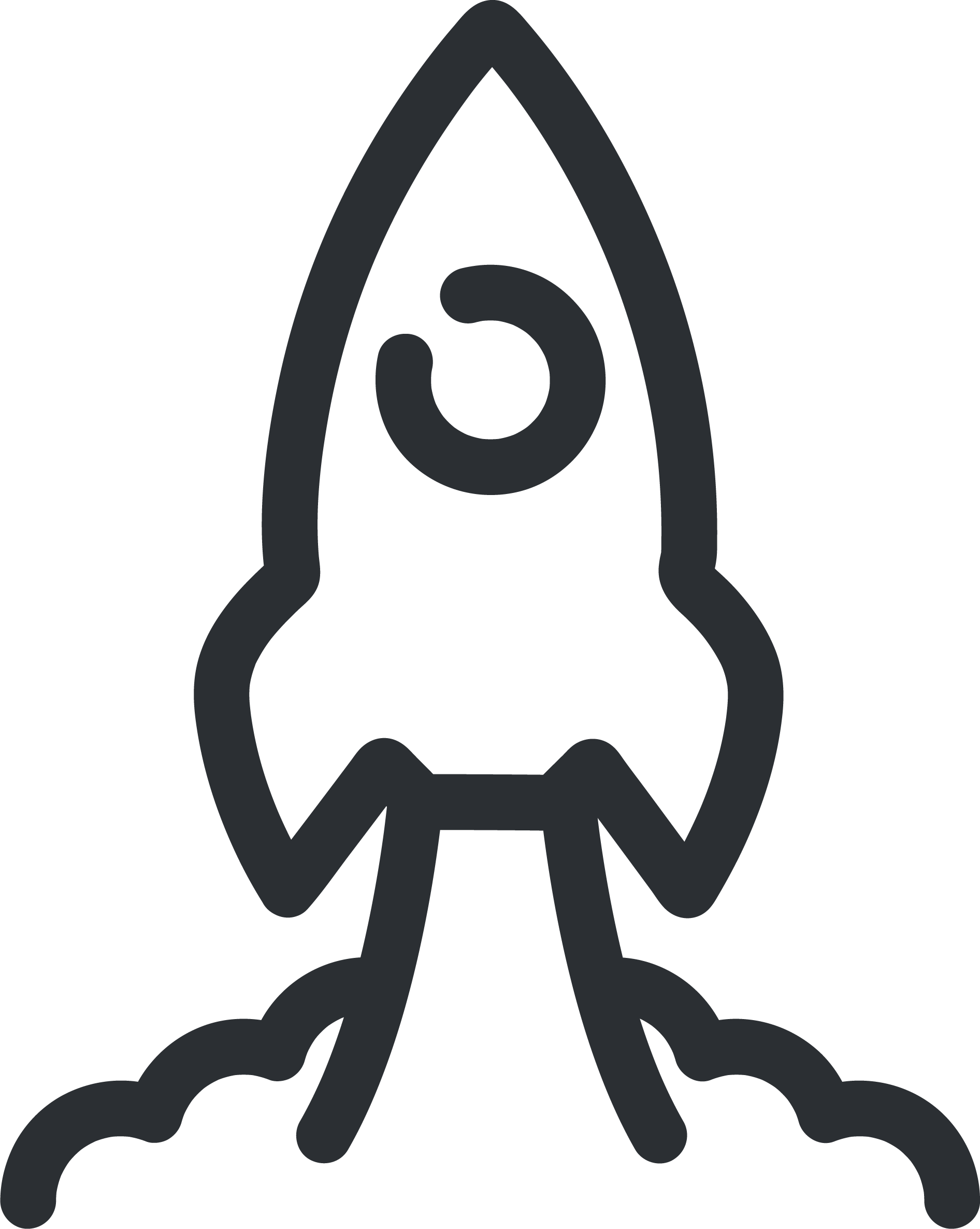 Icon of a rocket launching with smoke beneath it.