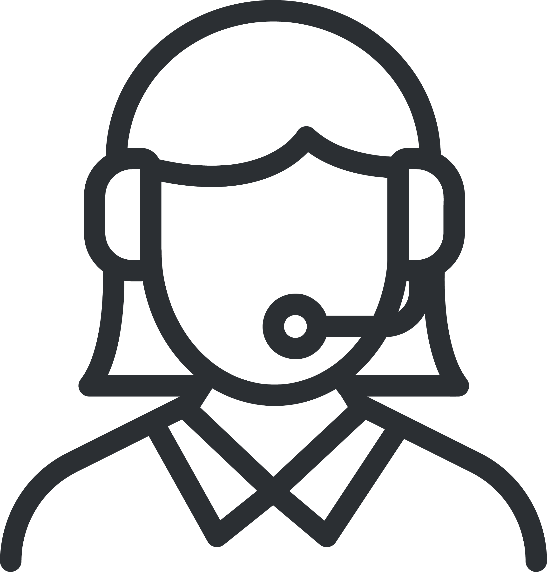Line drawing of a mental health or customer service representative woman wearing a headset.