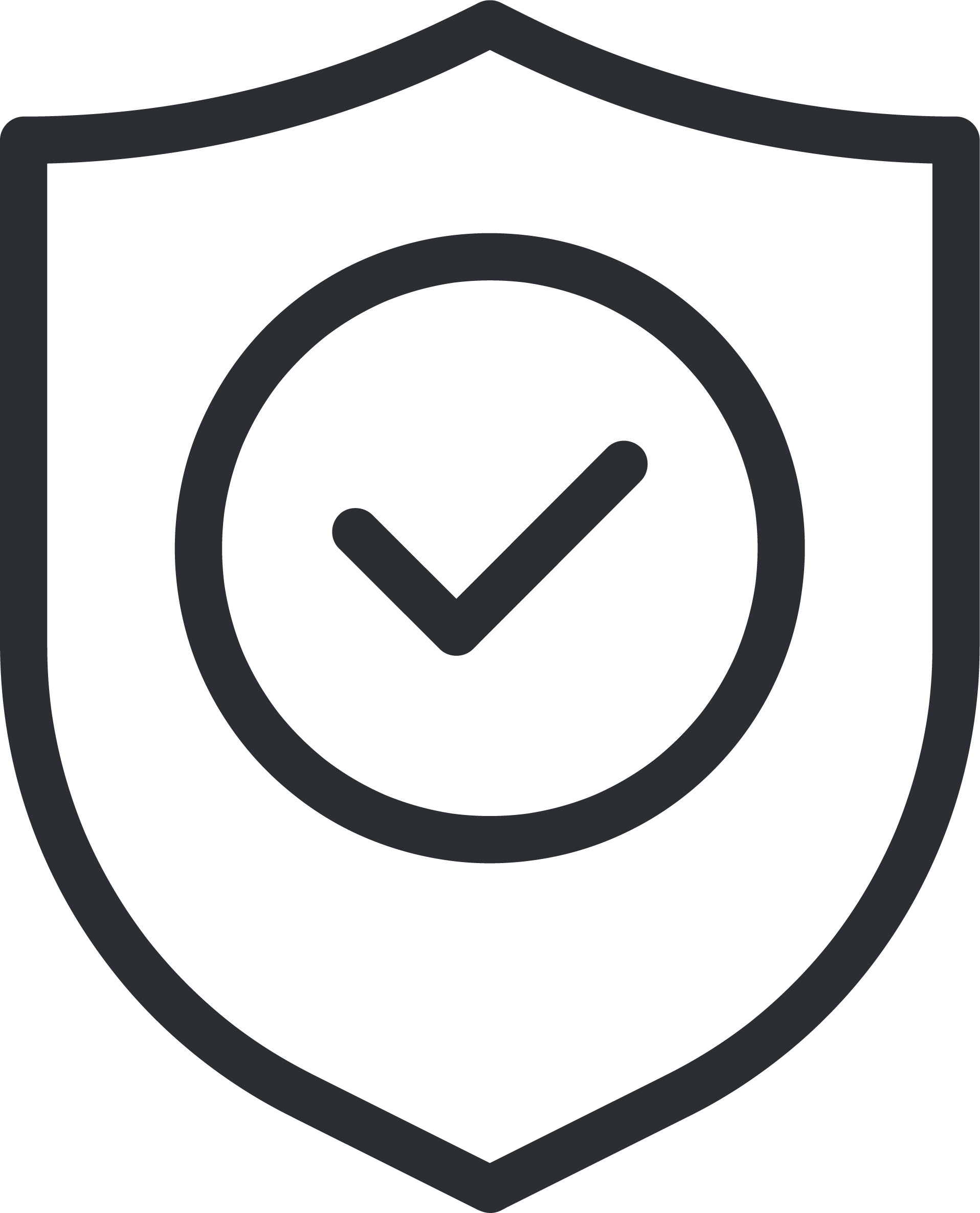 Icon of a security badge with a check mark in the center.