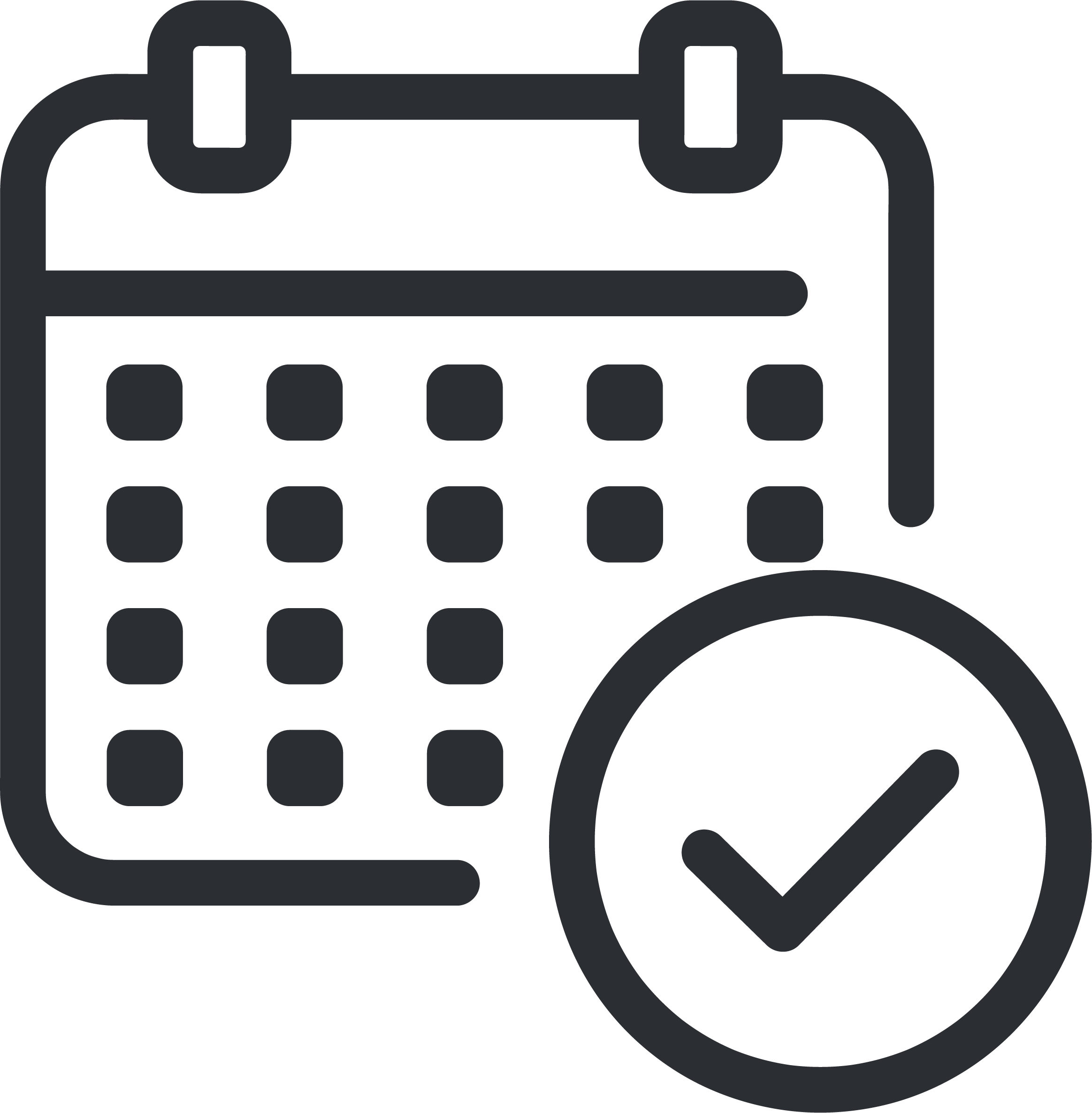 Calendar with a checkmark symbol.