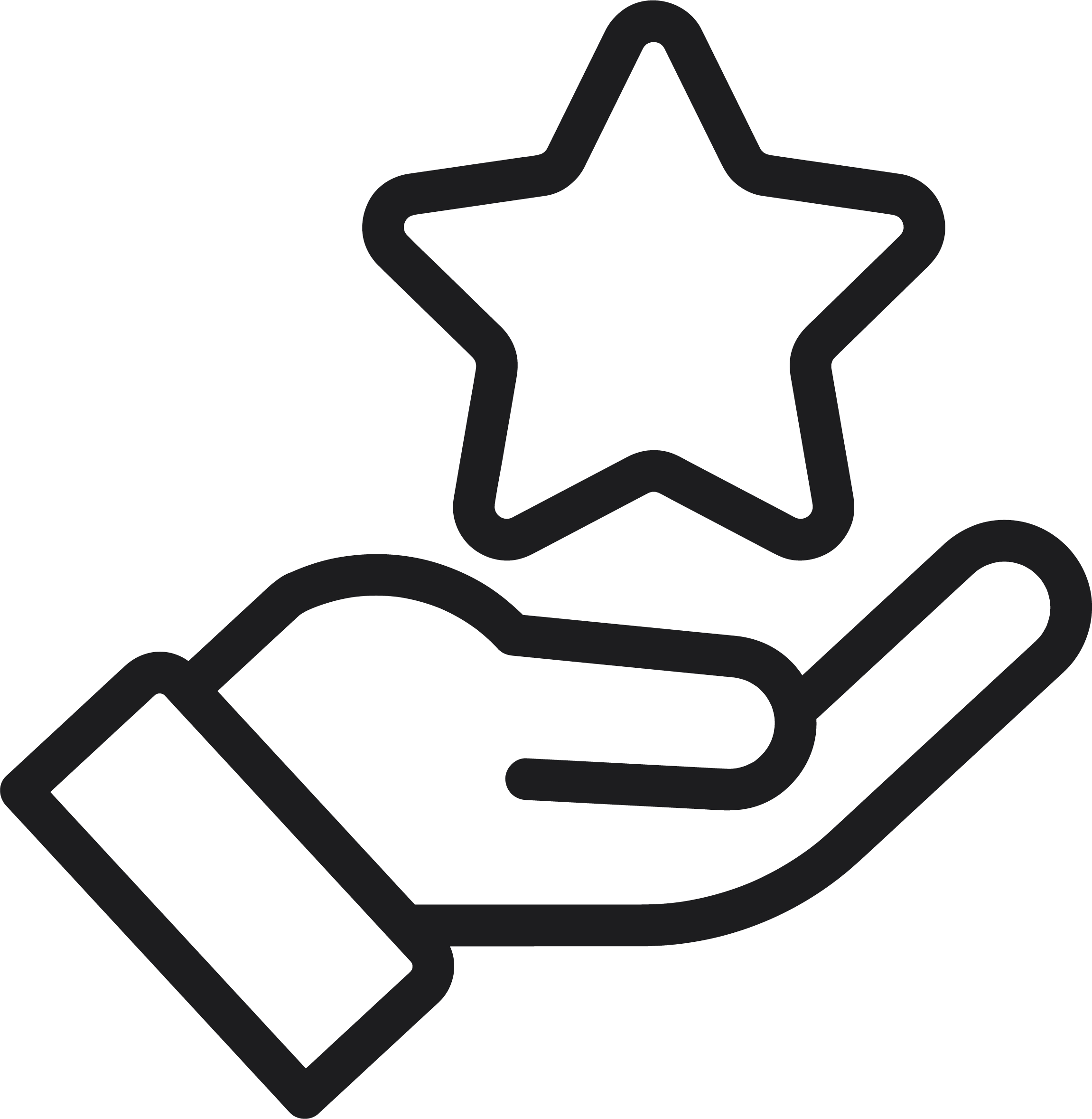 Outline of a hand holding a star with a circle around it, symbolizing achievement or recognition.