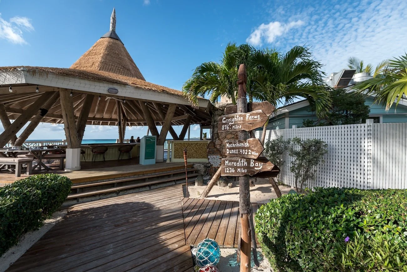 Flippers Beach Bar at The Abaco Club overlooks the beach and the bay