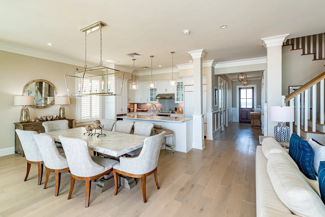 Spacious living area and kitchen inside a privately owned cottage at The Abaco Club