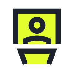 Icon of a speaker with sound waves, on a green and black background