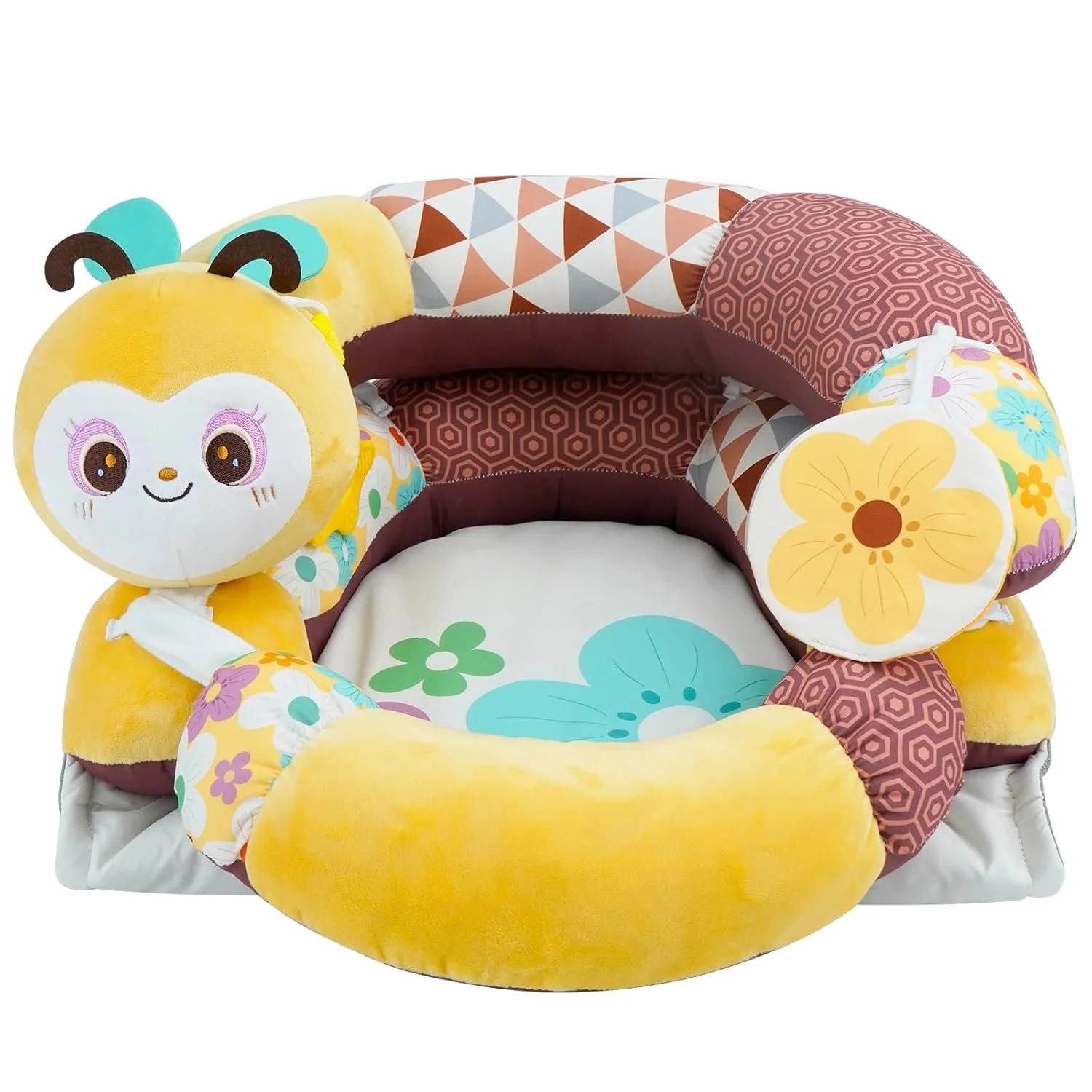 2 in 1 Bee Tummy Time Mat & Seated Support Pillow for New Born