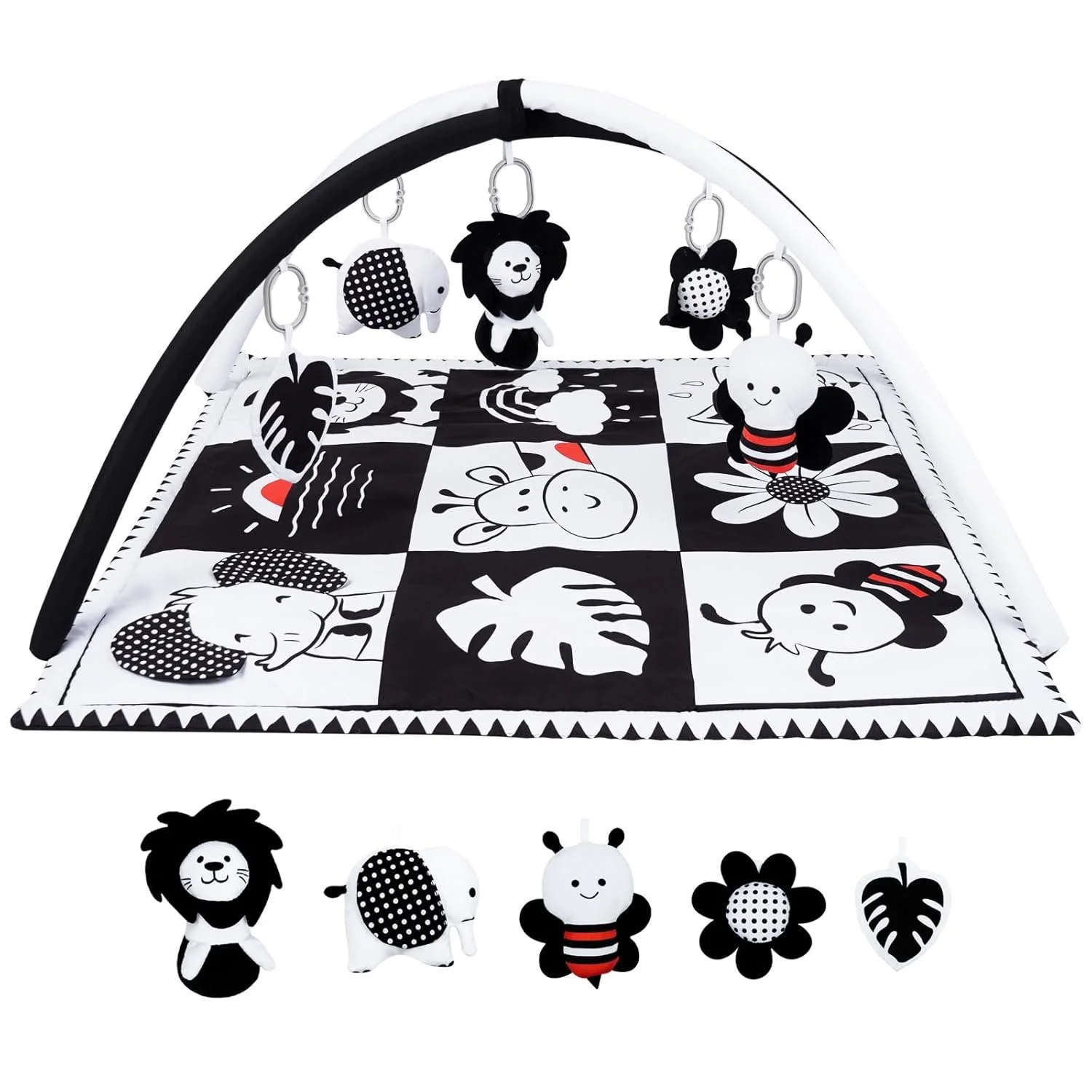 Baby Play Activity Gym Tummy Time Mat for early development - B & W