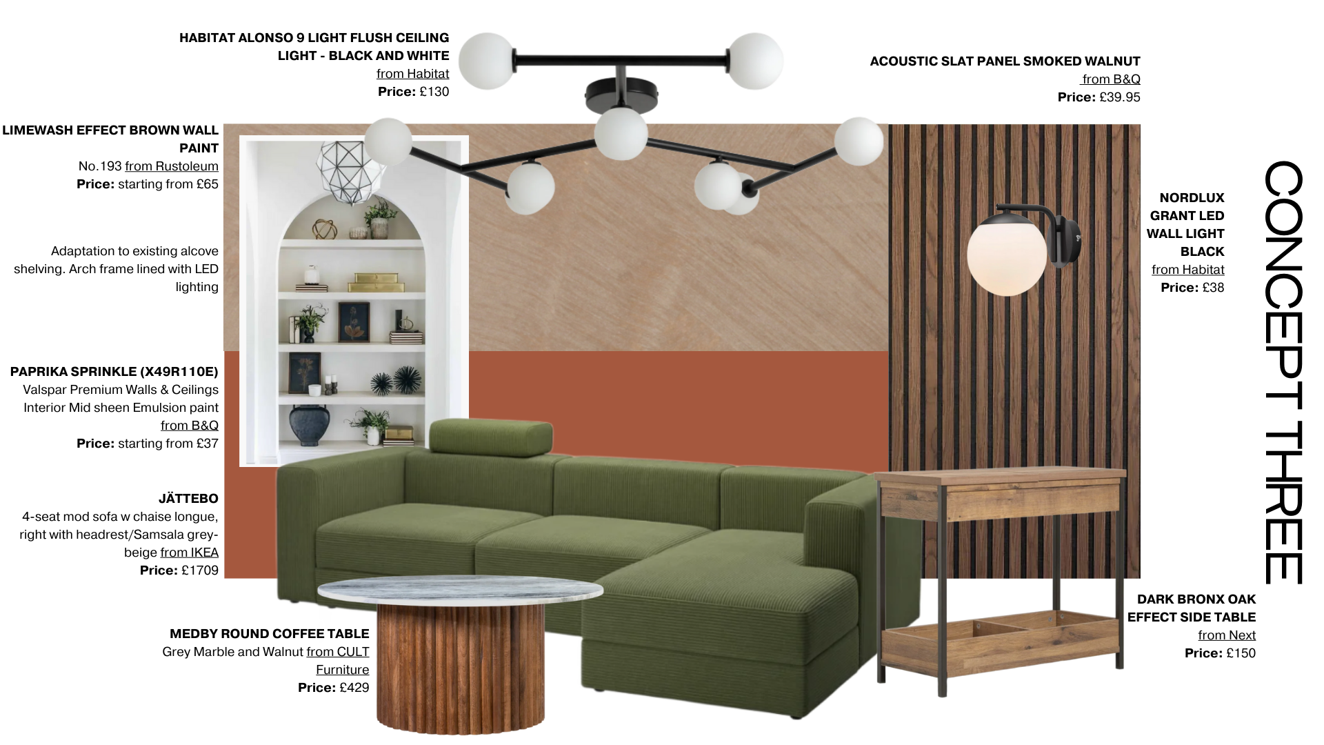 Basic Mood Board Options:
Wild card option, prioritising texture as a central design component to build around