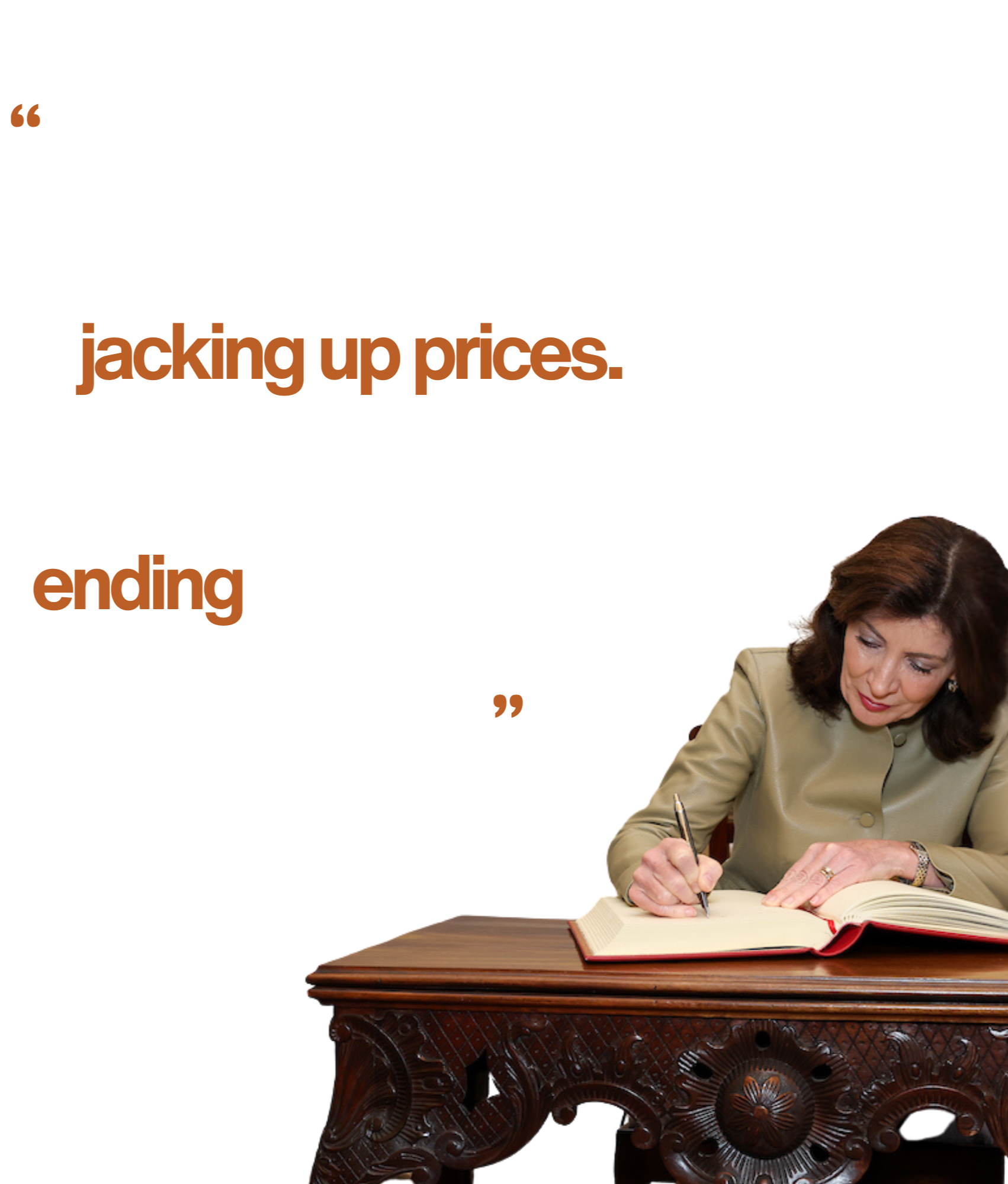 Governor Kathy Hochul quote on staged crashes and higher auto insurance premiums in New York.