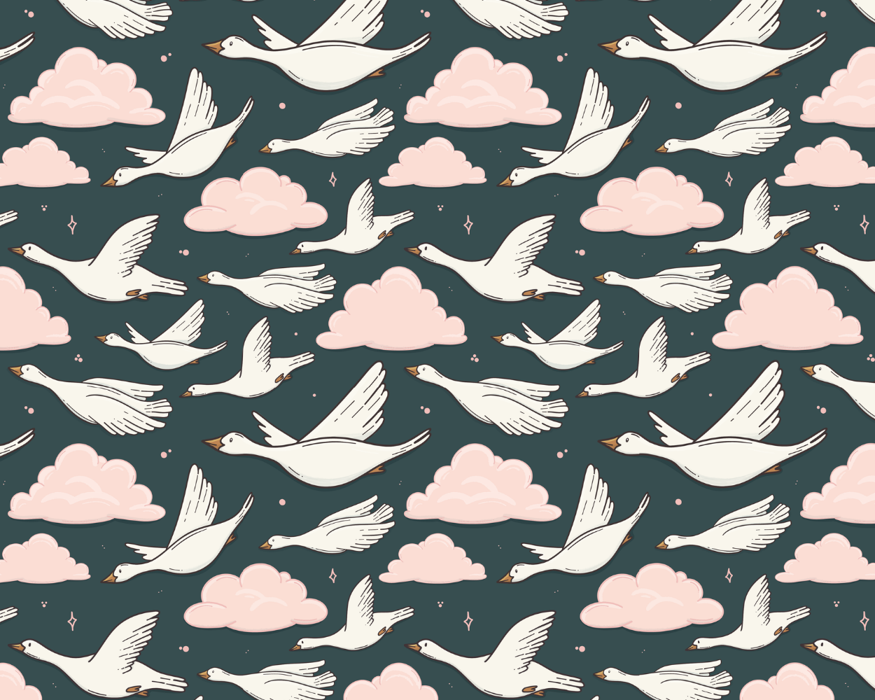 "Geese In Flight" Hero Repeat - Twilight Teal