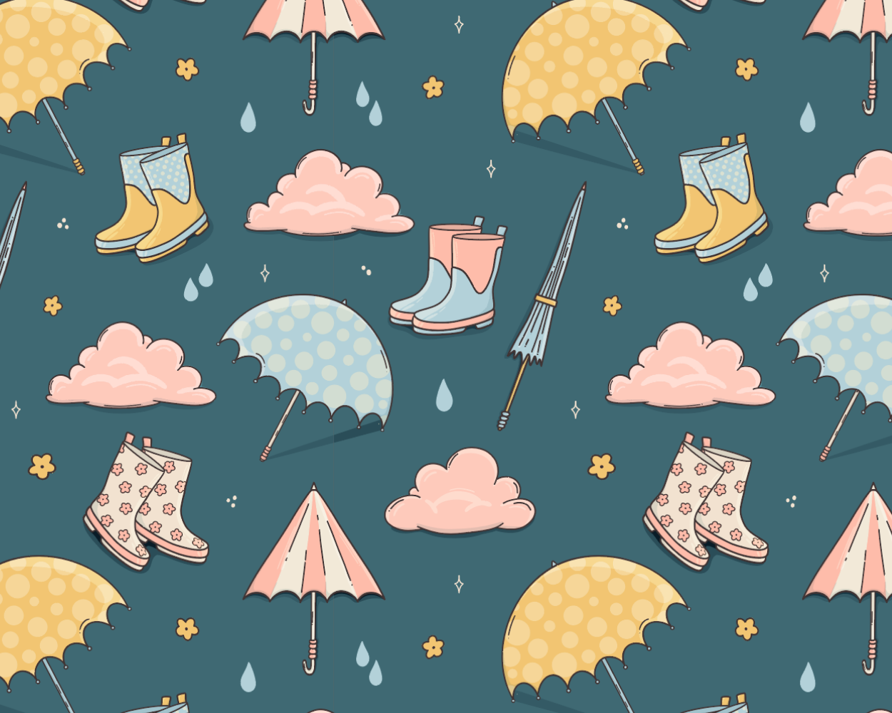 "Rainy Days" Hero Repeat - Teal