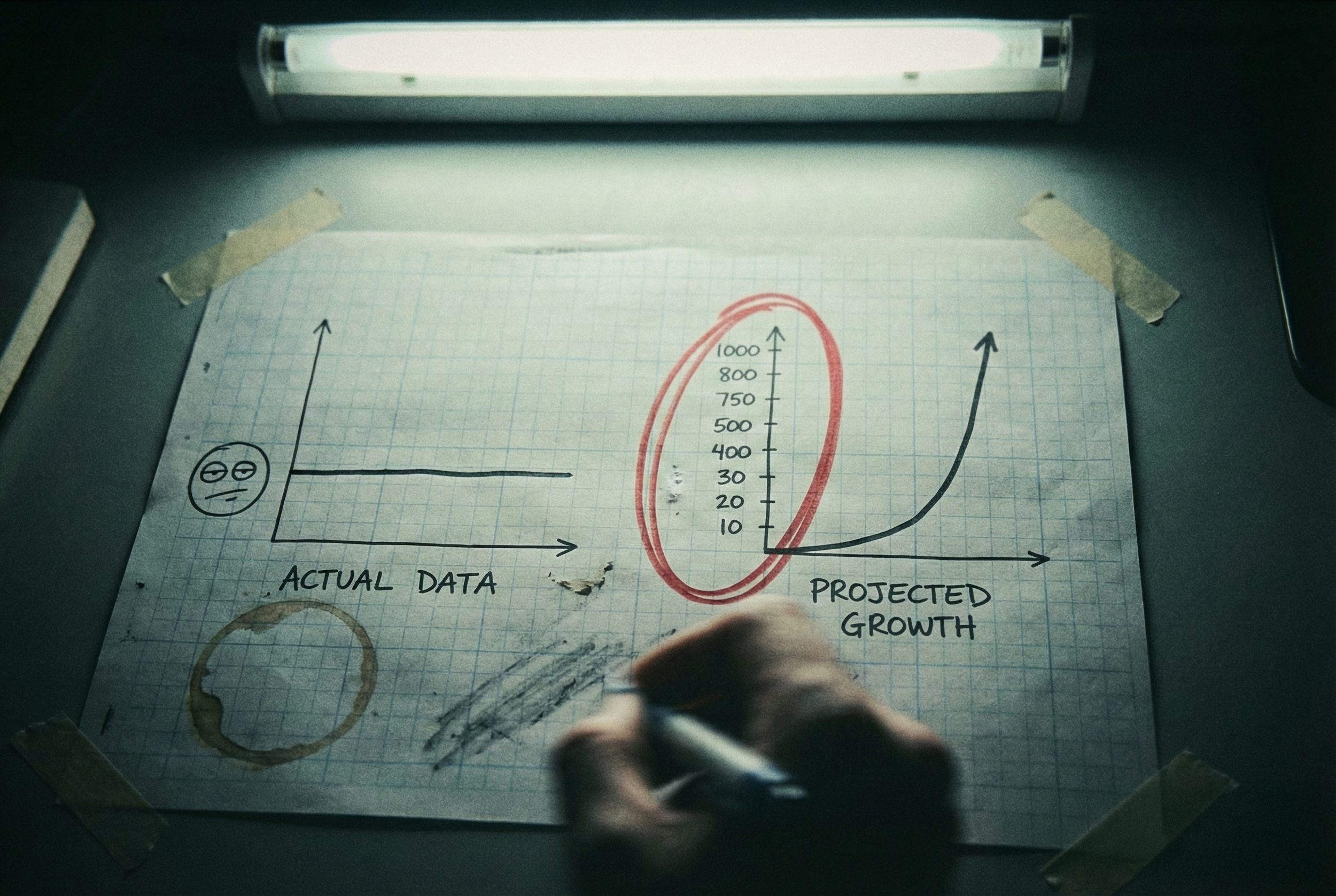 Graphique axe tronqué, manipulation statistique échelle, courbe croissance fake.