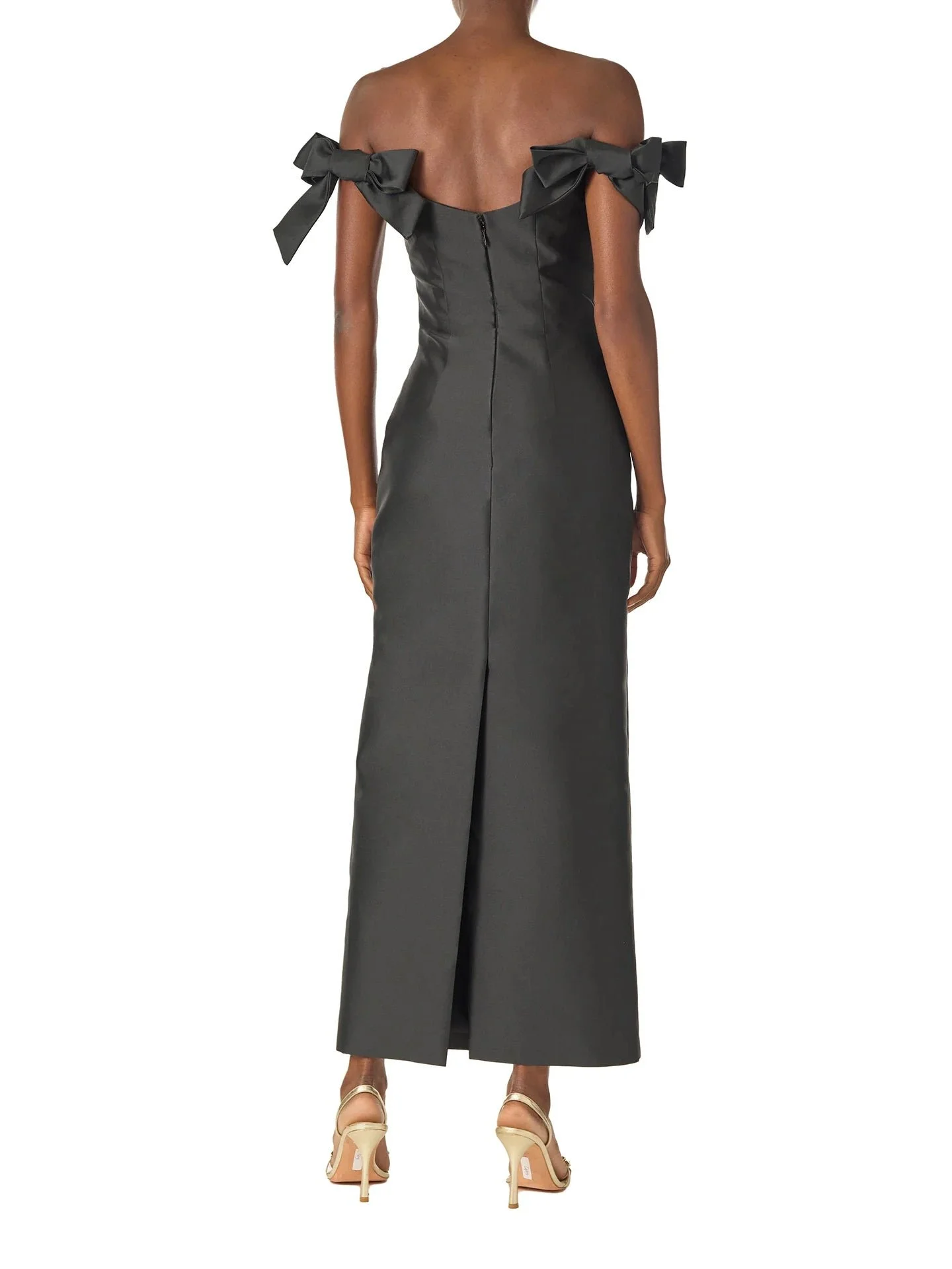 MoniqueLhuillierFall2024offtheshouldersheathdresswithbowsleevesinNoirmikado-back..jpg