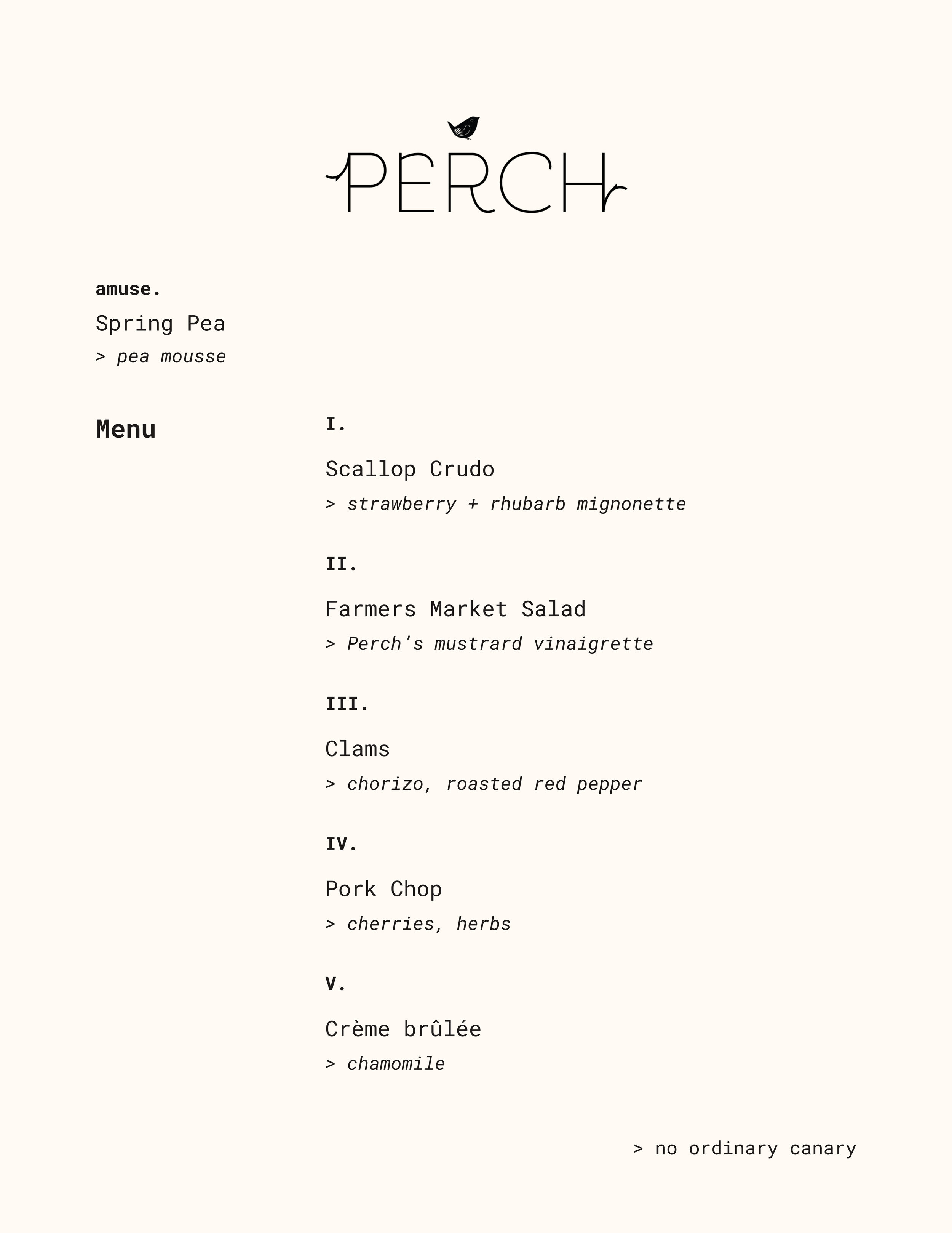 Tasting Menus — Perch