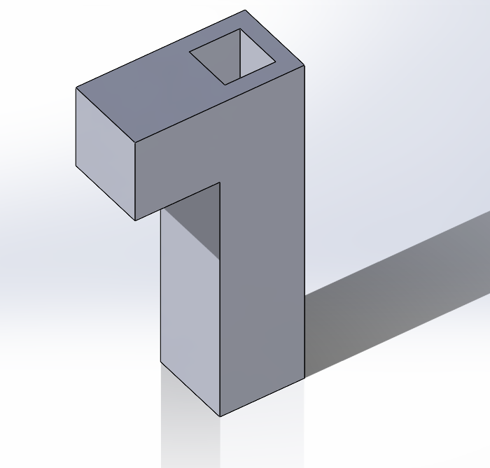 3D illustration of a metallic number one with a hollow square at the top, casting a shadow to the right.