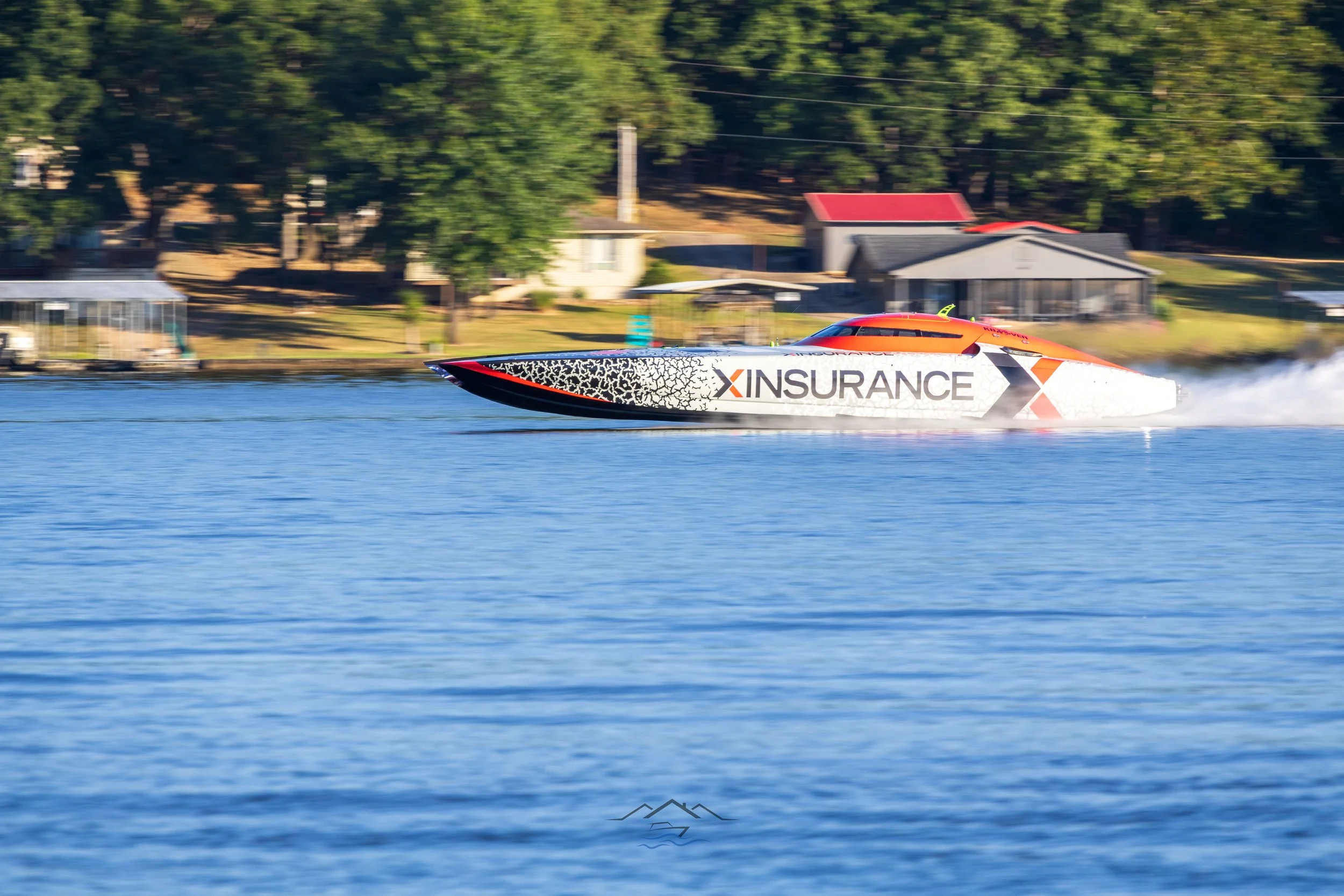 XInsurance Race boat over the 2025 summer at Lake of the Ozarks!
