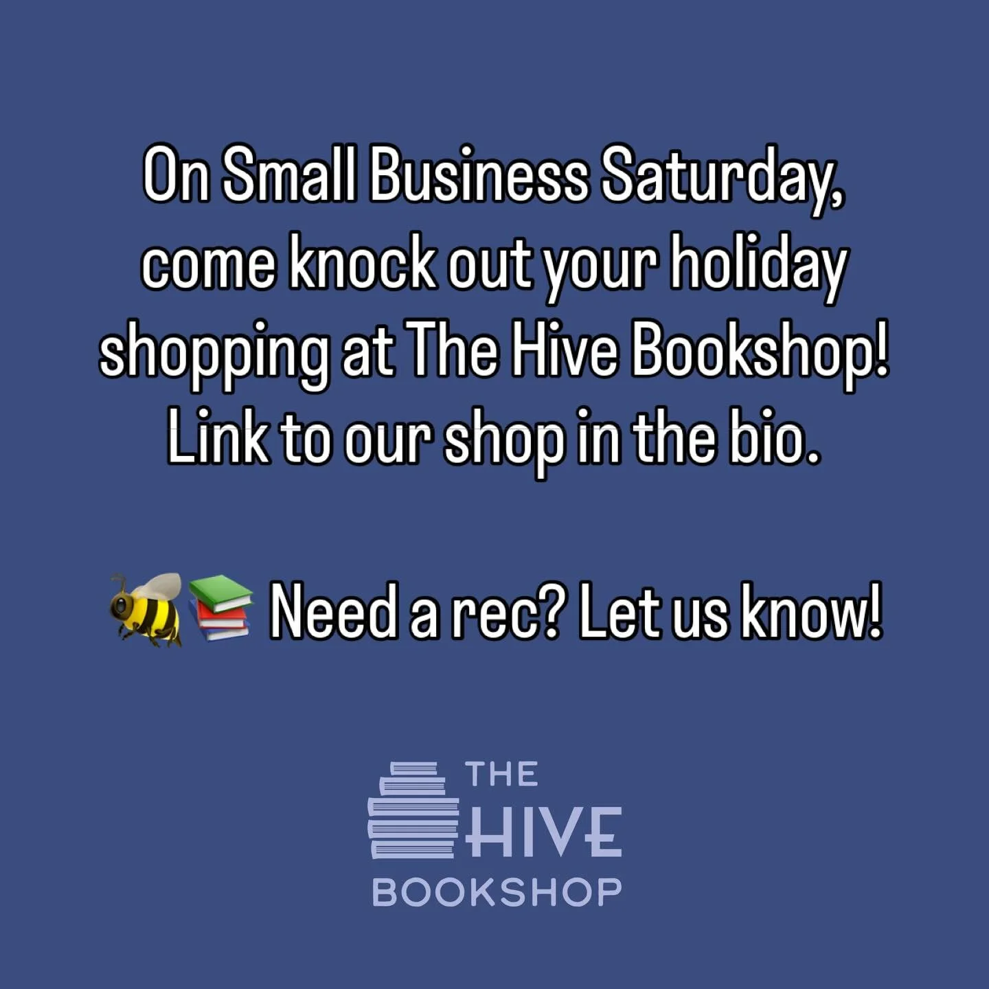 Don&rsquo;t forget to swing by The Hive Bookshop&rsquo;s Bookshop.org site to buy gifts for all the book lovers in your life. We love to give recommendations, so if you need a hand picking out a book or two, let us know! 

https://bookshop.org/shop/h