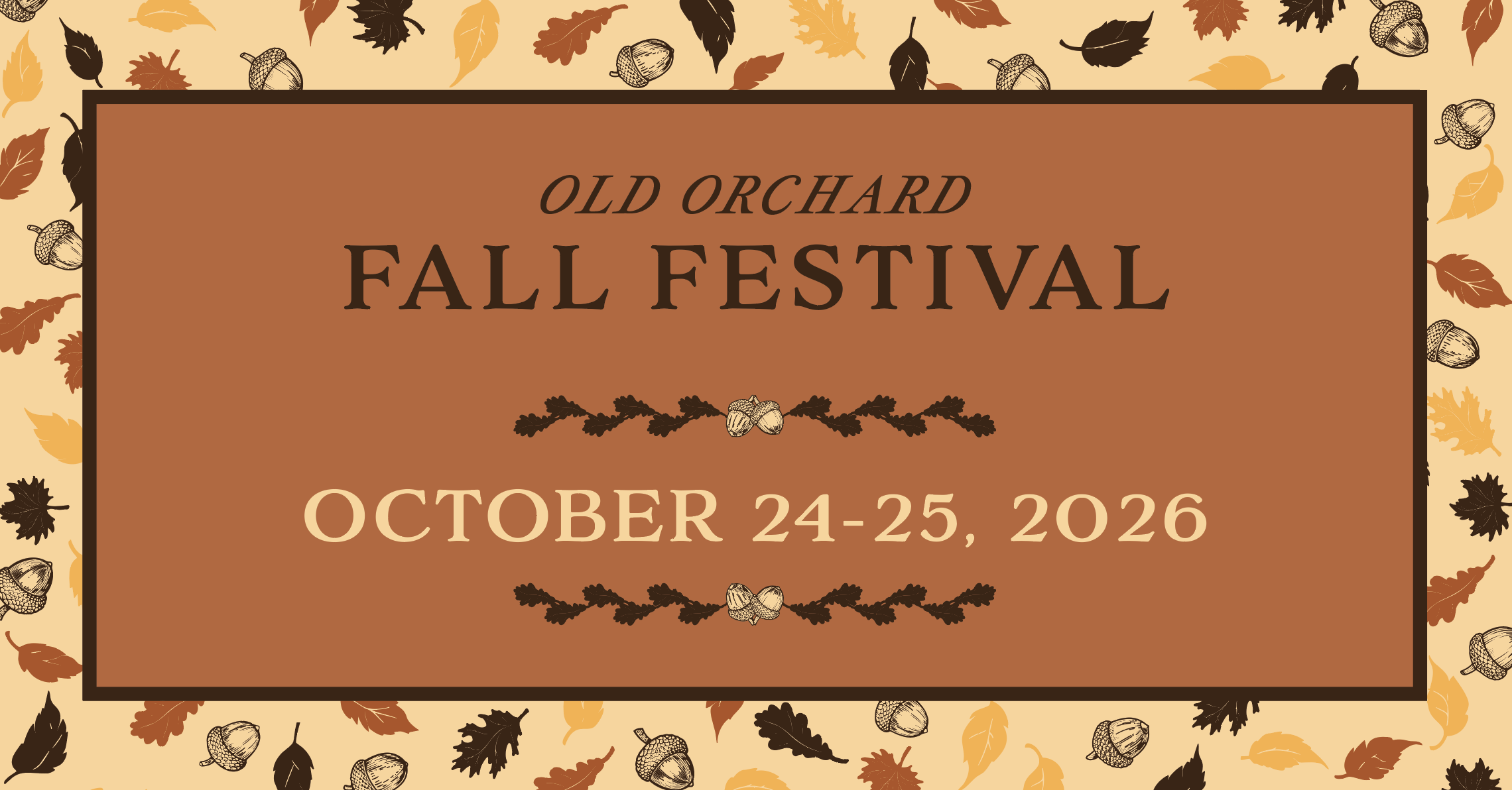 Old orchard fall festival save the date, october 24 and 25 2026, fall festival in old orchard webster groves, MO.