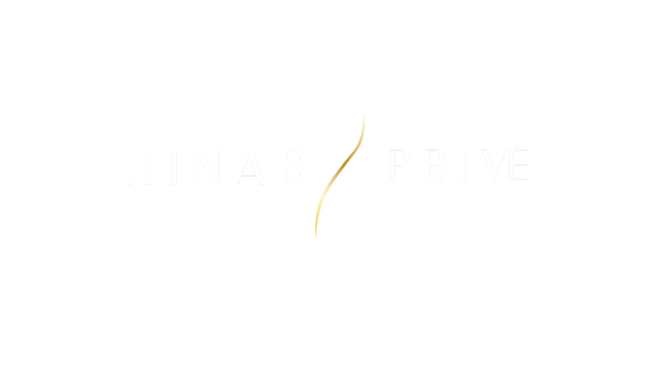 Black background with the words 'HINAB PRIVE' in white text and a gold curved line separating the two words.