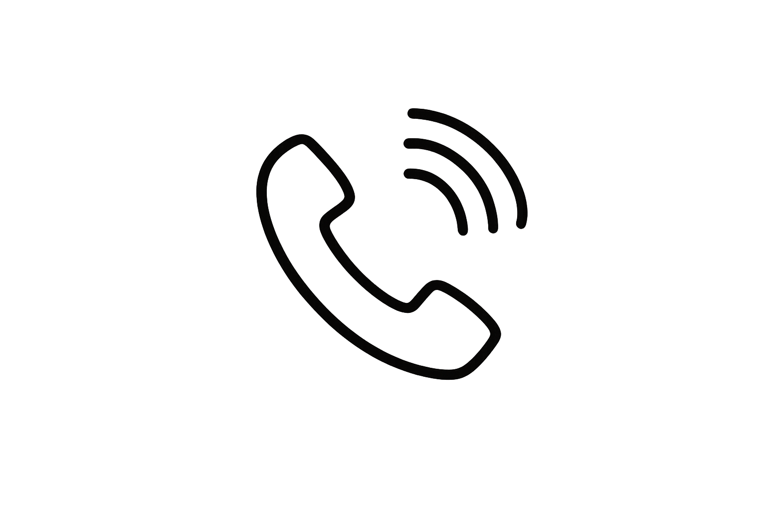 Icon of a telephone receiver with Wi-Fi signal waves indicating a phone call or communication.