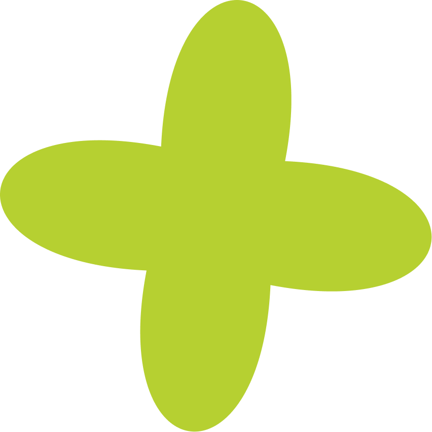 A green abstract star graphic