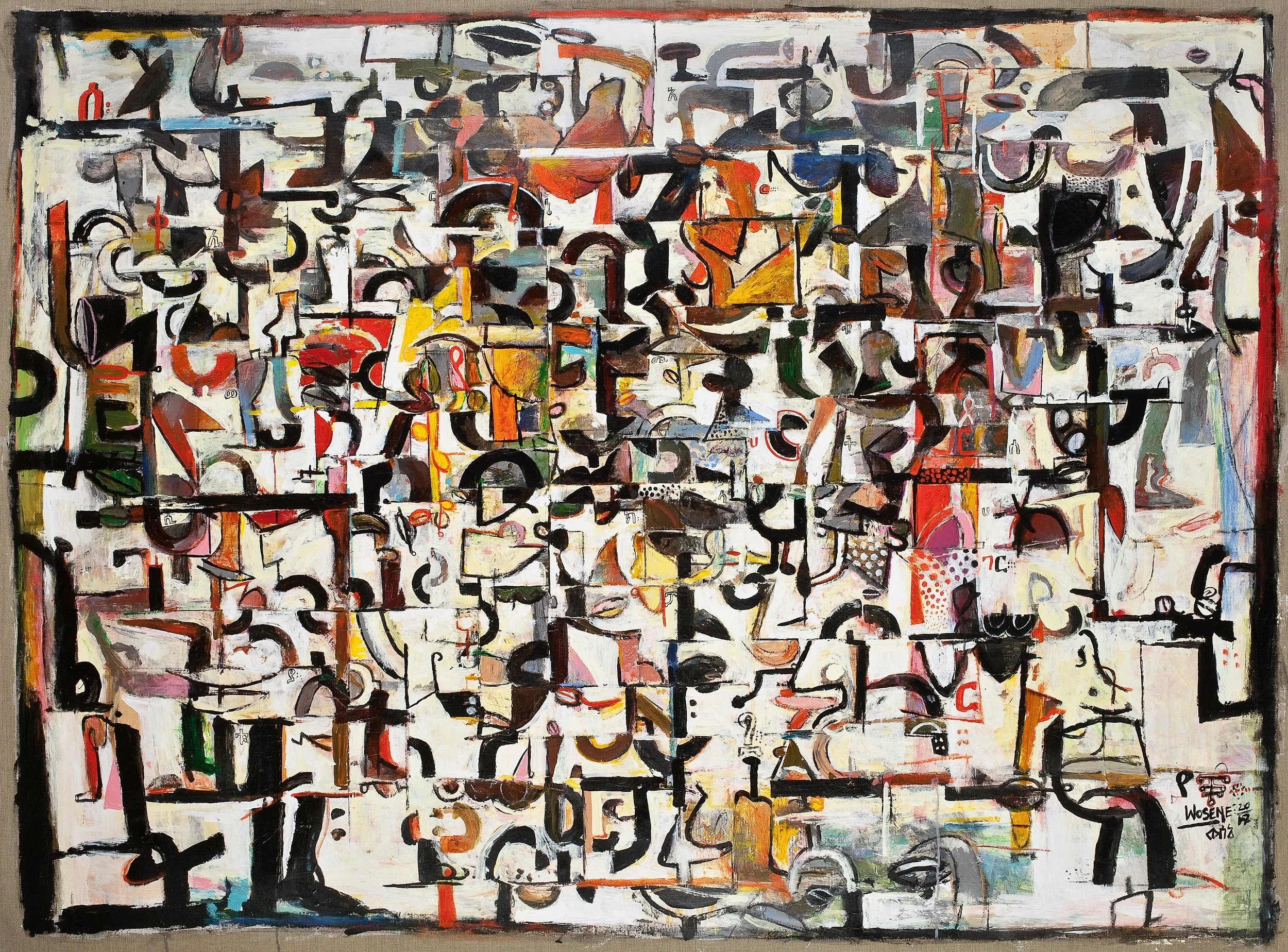 Learning to Write X, 2017, acrylic on linen, 56” x 78” (142.2 x 198.1 cm)