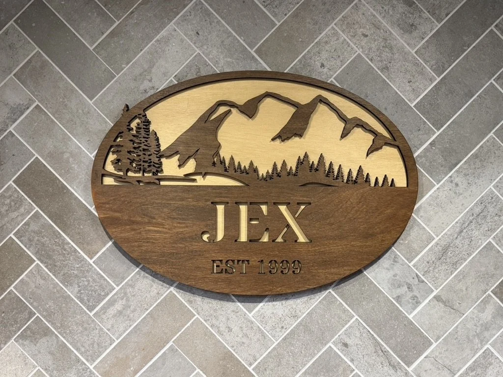 Personalized Mountain Scene Wooden Name Sign – Custom Designed