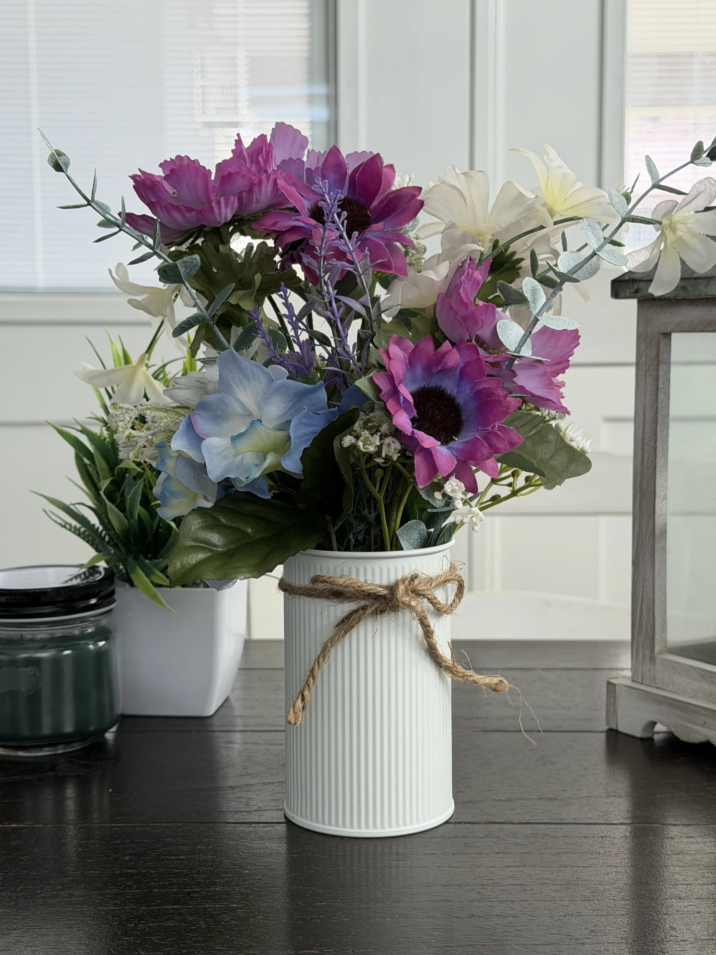 Money Flower Bouquet - Purple-Blue-white metal vase without money.jpeg
