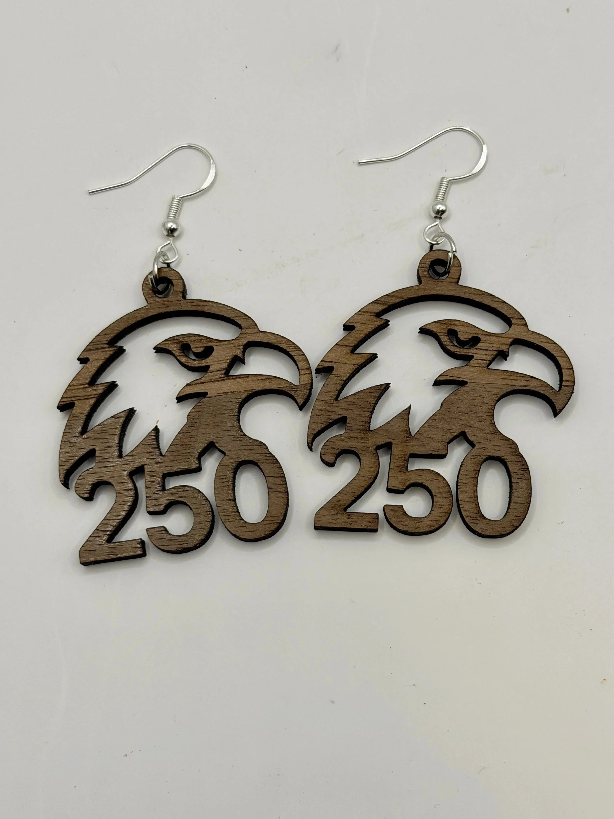 America 250 Eagle Walnut Wood Earrings