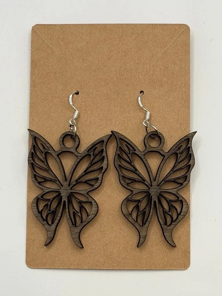 Walnut Heart-Wing Butterfly Earrings