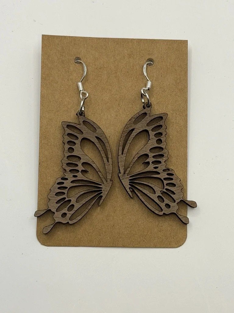 Walnut Monarch Butterfly Earrings