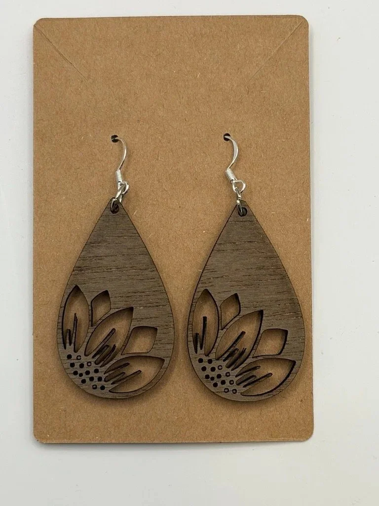 Walnut Wildflower Spray Teardrop Earrings