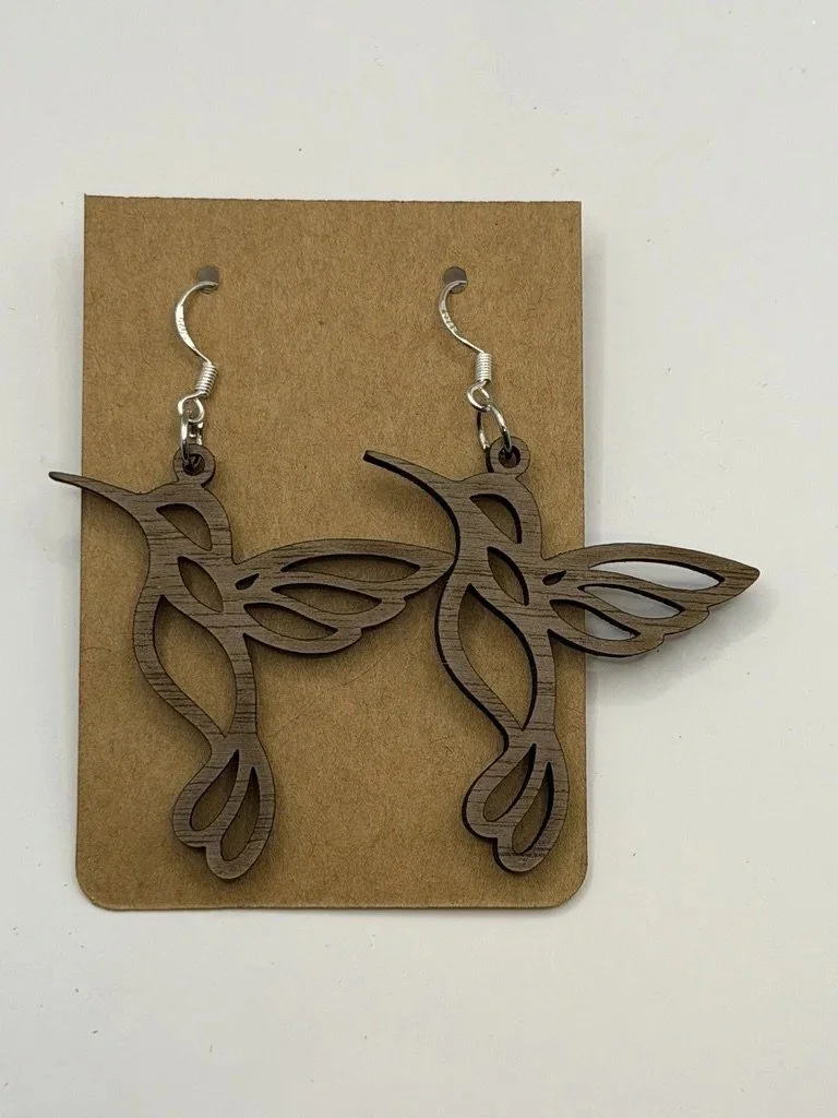 Walnut Hummingbird Earrings
