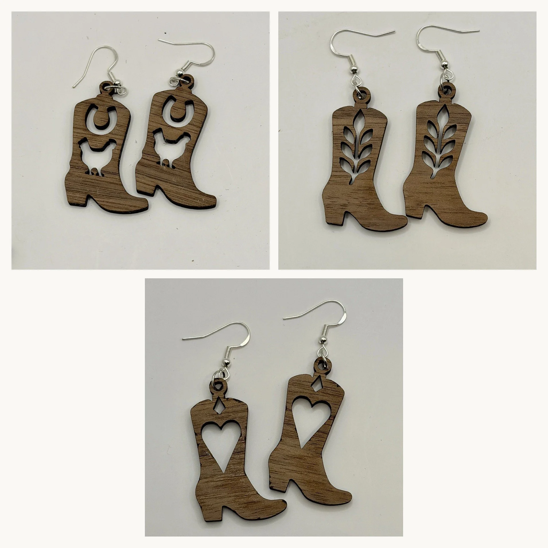 Walnut Cowboy Boot Earrings 3-Pack - Ranch Life Collection