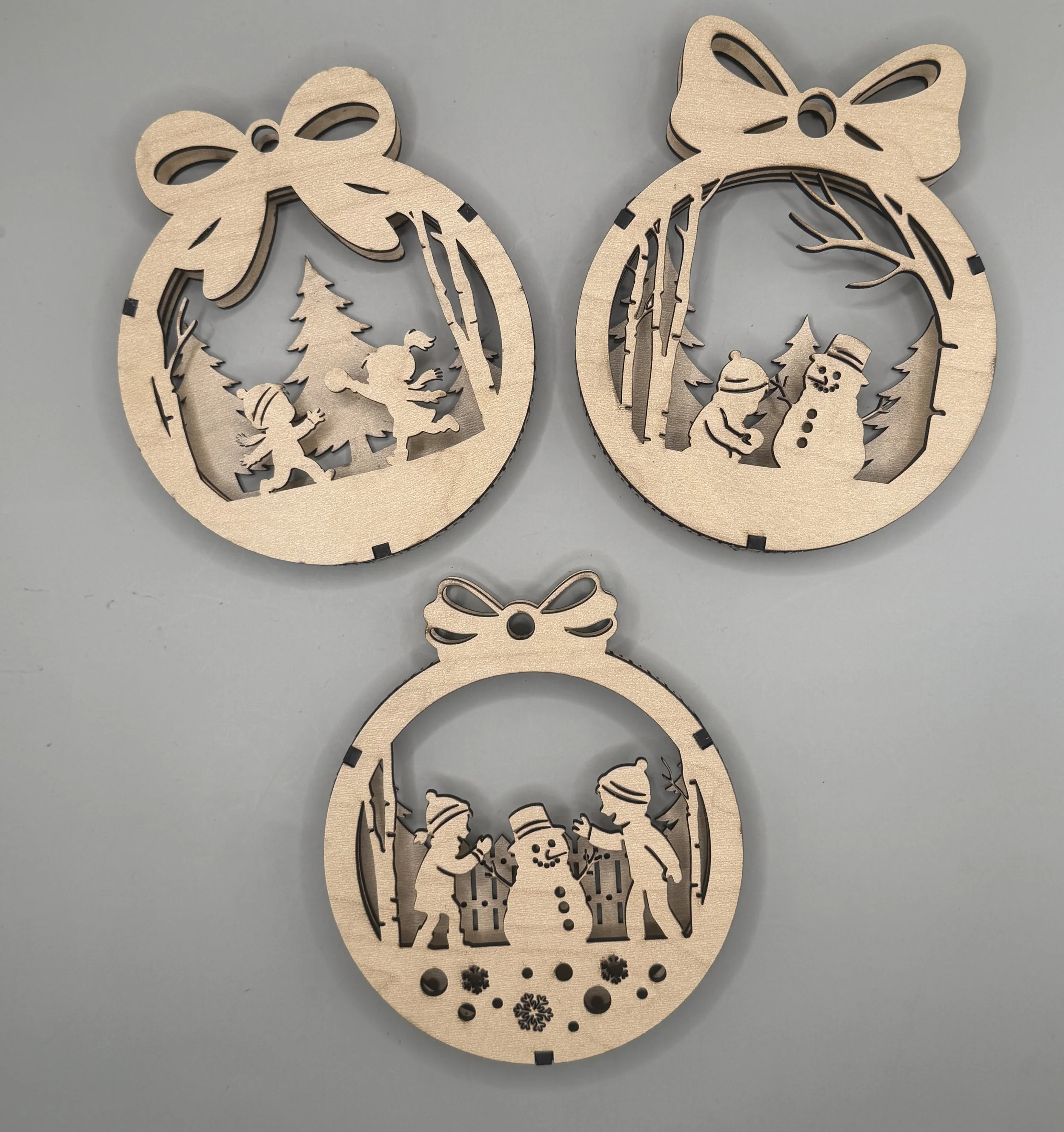 Snow Day maple ornament 3-pack, alternate view