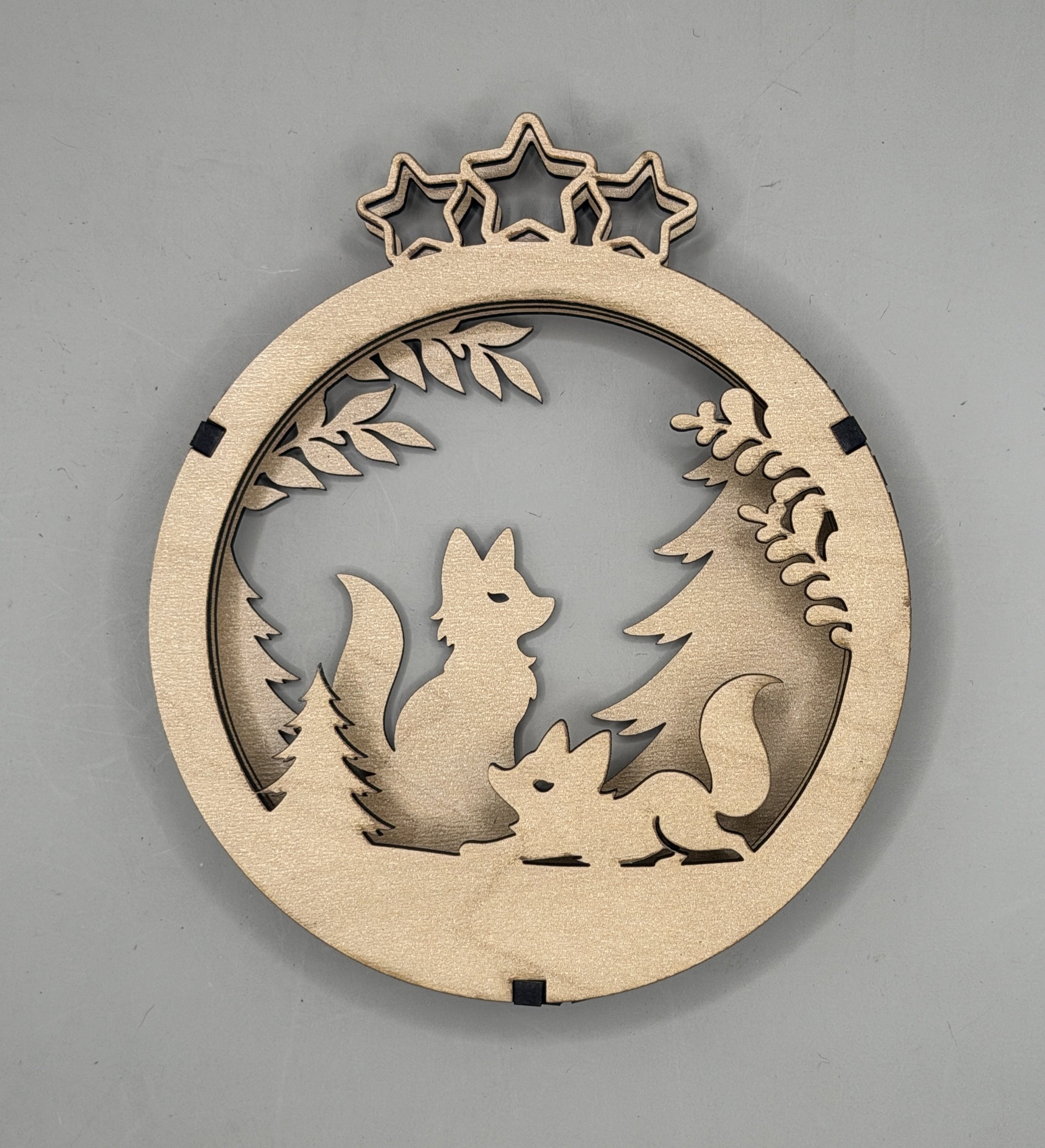 Fox ornament from the Woodland Animals 3-pack, maple