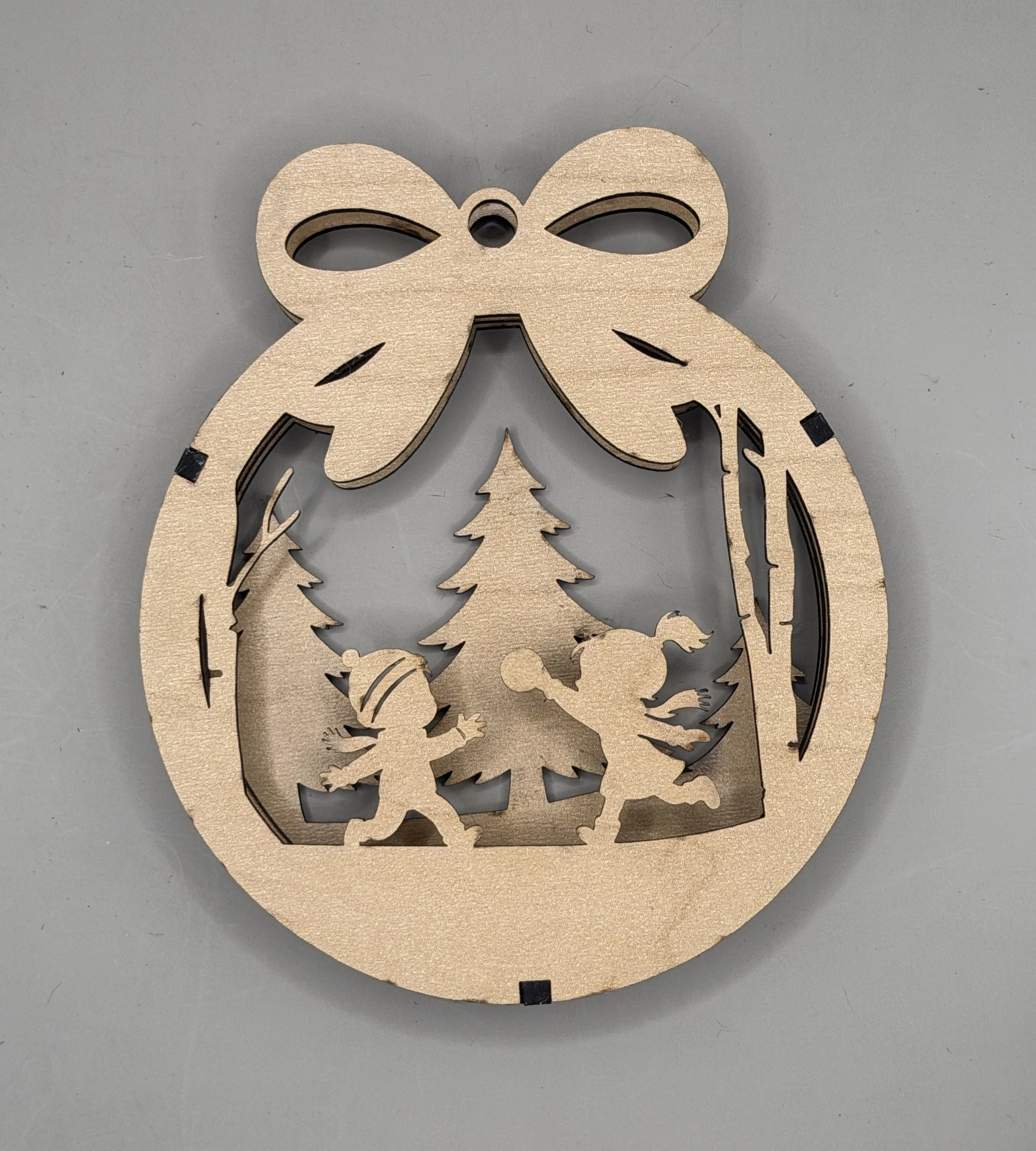 Christmas elves ornament from the Snow Day 3-pack, maple