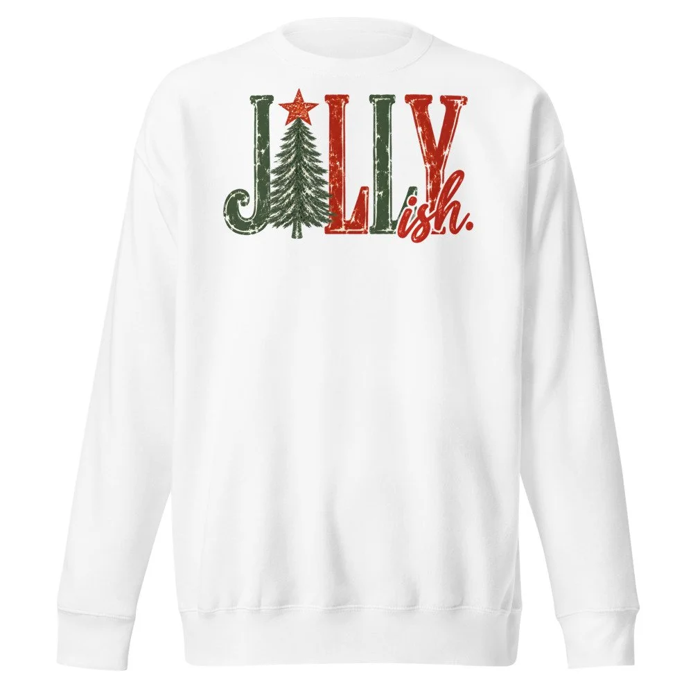 Jolly-ish retro Christmas sweatshirt in White, front
