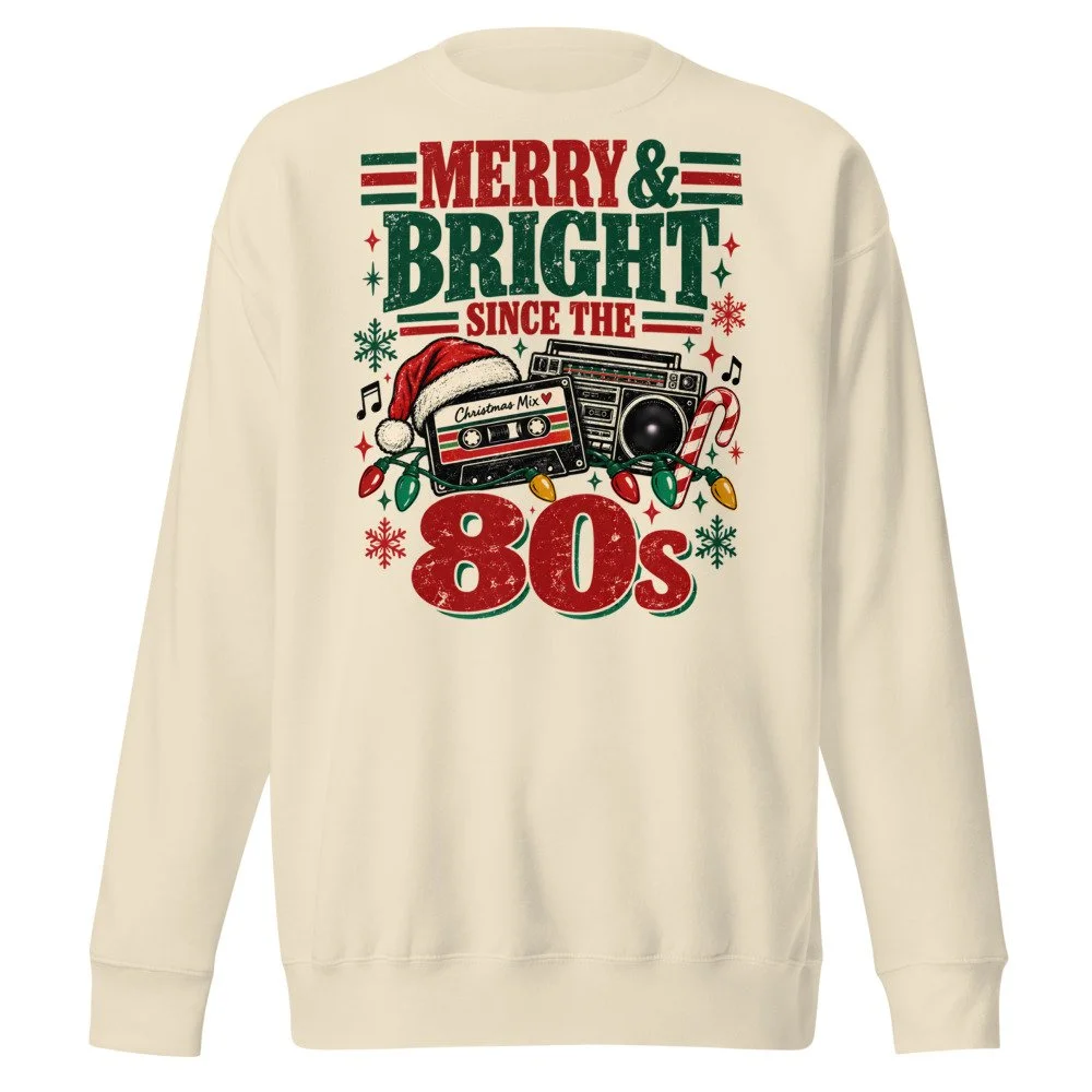 Merry and Bright Since the 80s sweatshirt in Bone, front