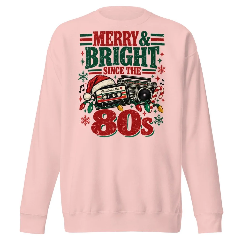 Merry and Bright Since the 80s sweatshirt in Light Pink, front