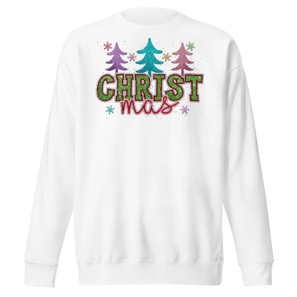 Christ-mas glitter trees sweatshirt in White, front