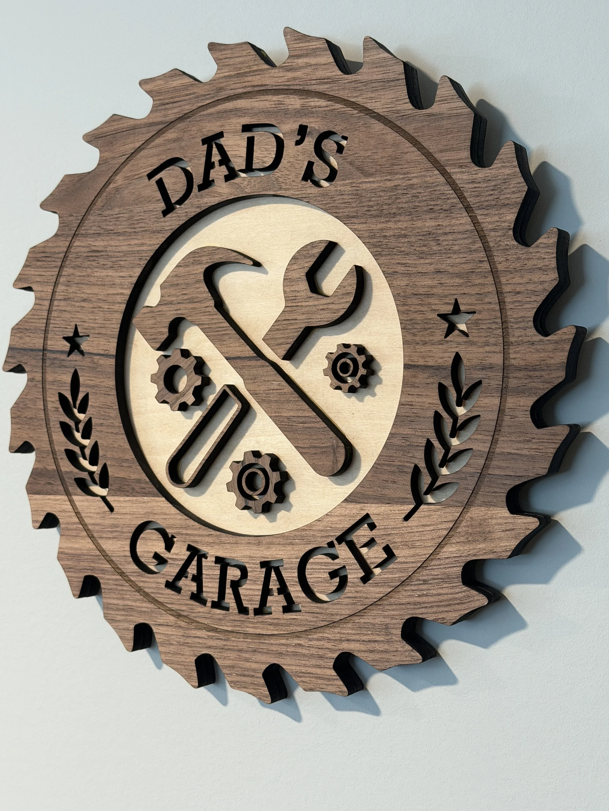 Dads Garage Sign - Walnut and Maple right view.JPG
